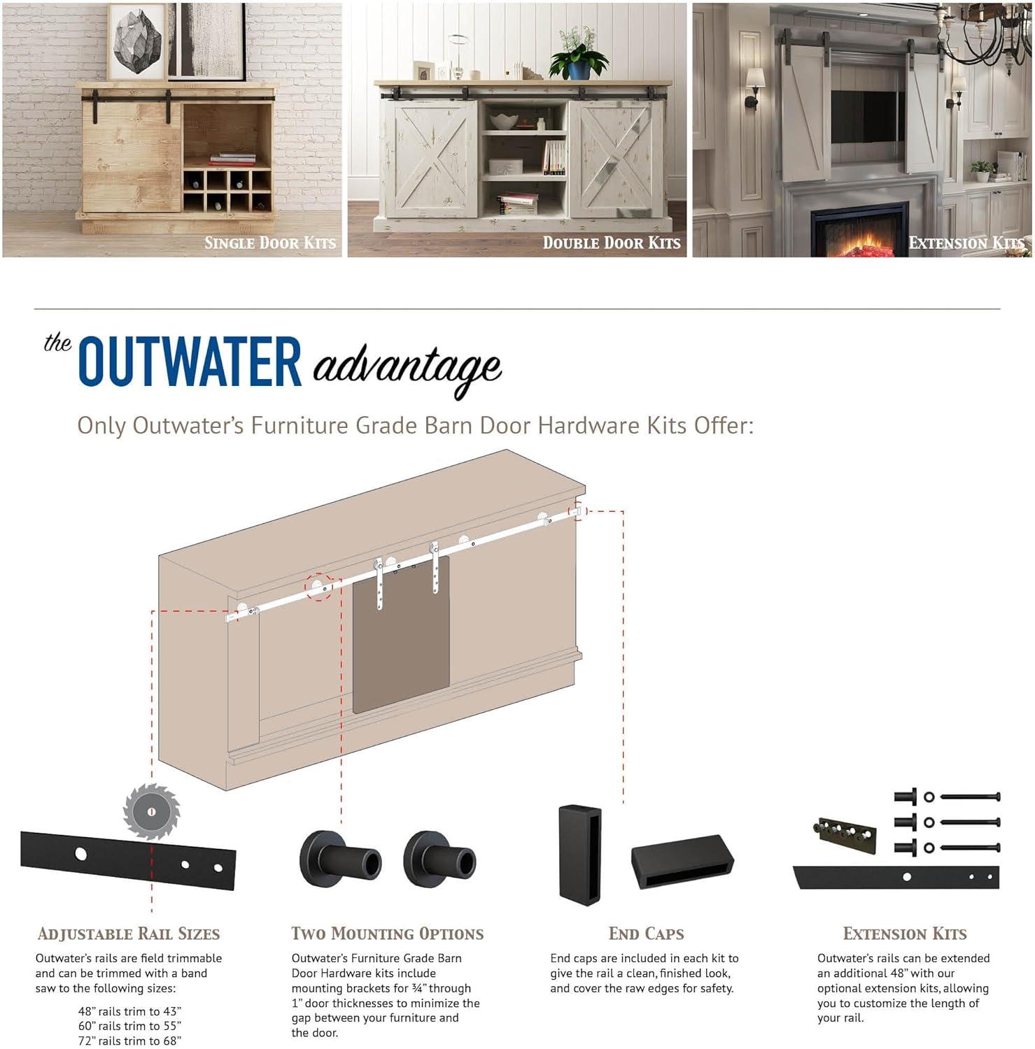 American Pro Decor Solid Steel Mini Sliding Rolling Barn Door Hardware Kit for Single Wood Doors