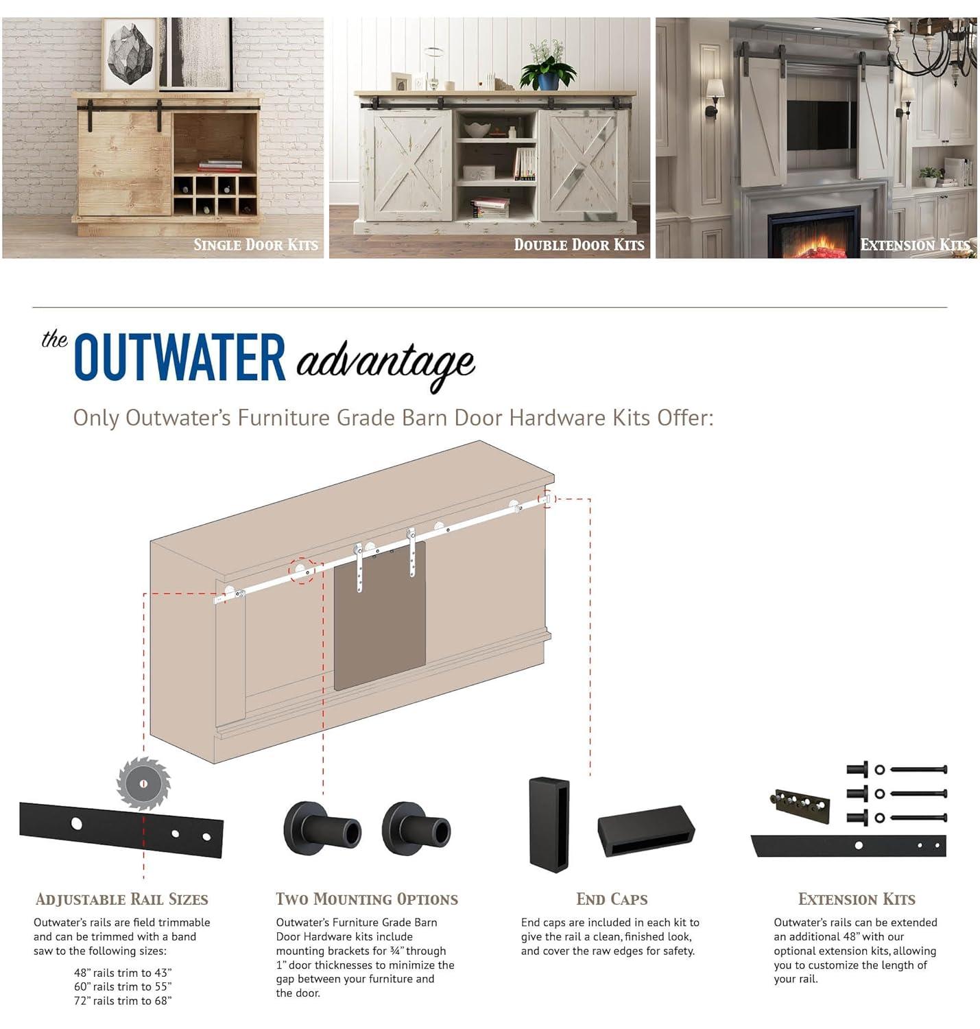 American Pro Decor Solid Steel Mini Sliding Rolling Barn Door Hardware Kit for Single Wood Doors
