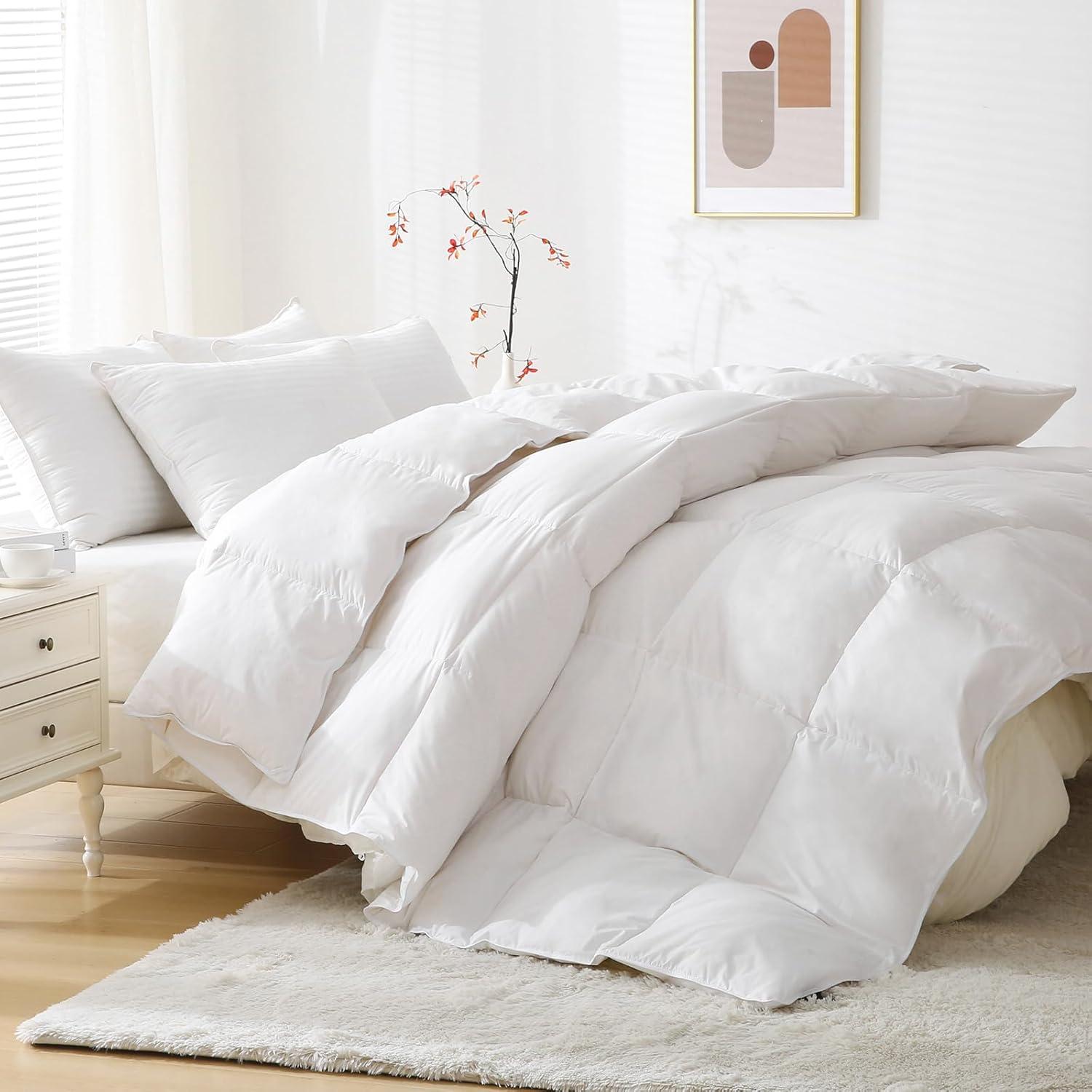 King White All Season Down Comforter with Poly-Cotton Blend