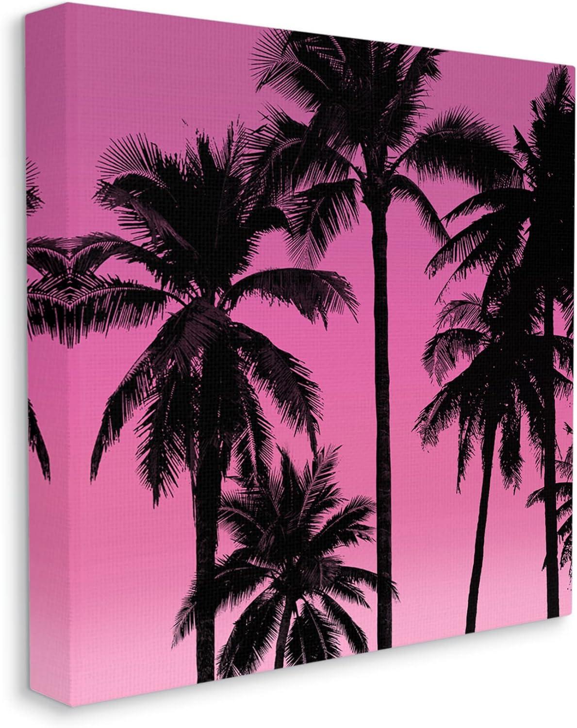 Stupell Pink Tropical Sunset Palm Trees Landscape Photography Gallery Wrapped Canvas Print Wall Art