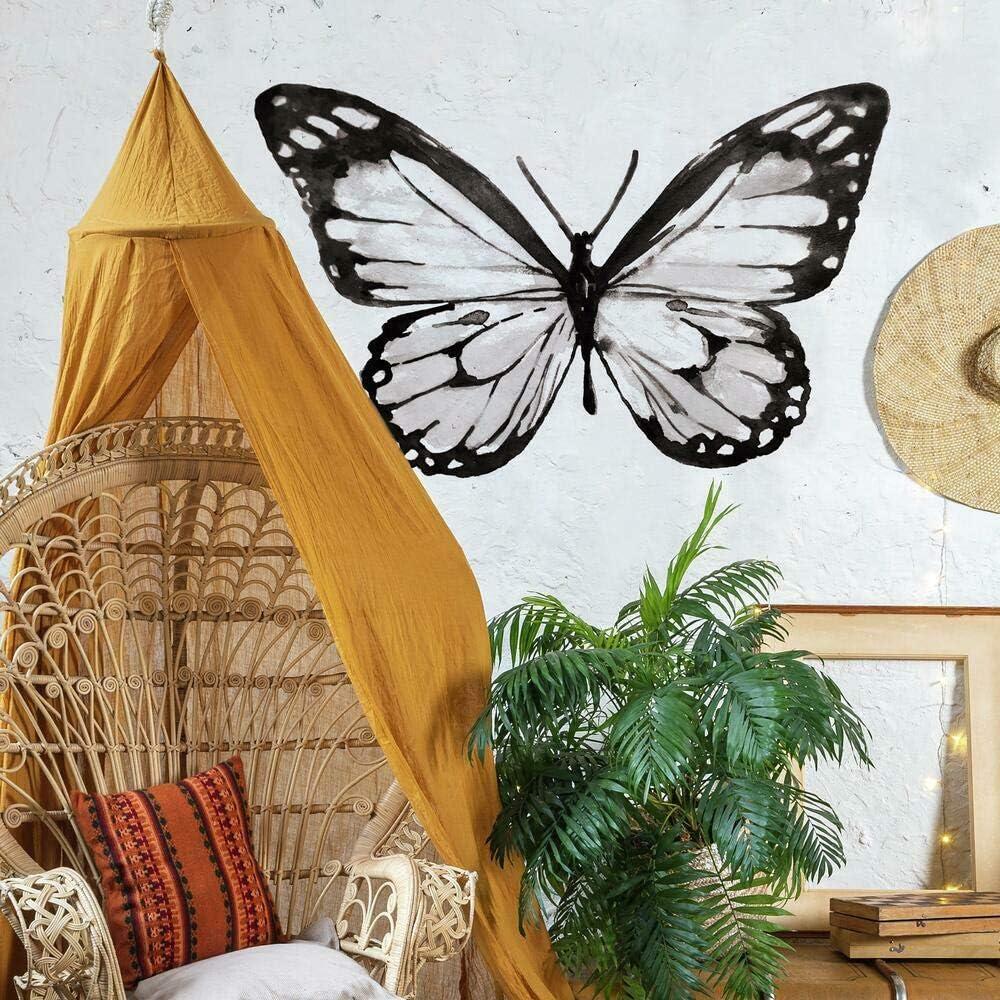 Black and White Watercolor Butterfly Peel and Stick Wall Decal