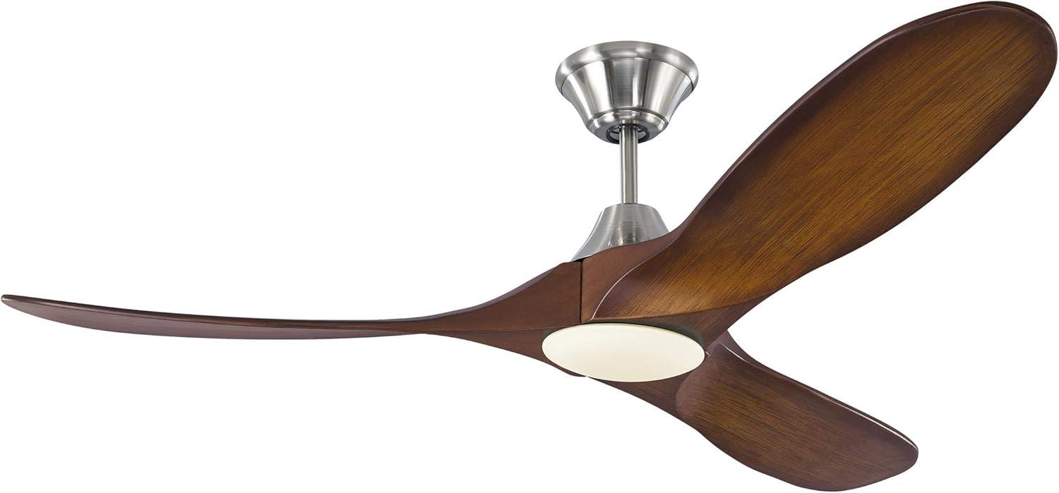 52-Inch Brushed Steel and Walnut LED Ceiling Fan