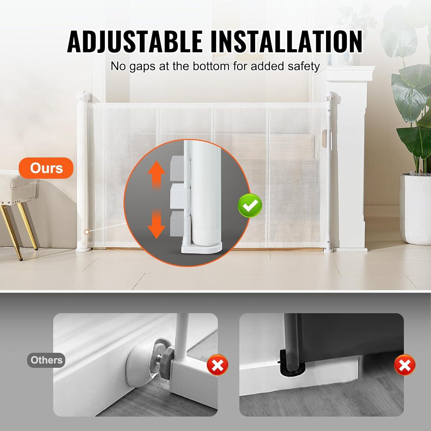 VEVOR VEVOR Retractable Gate Black Plastic Wall Mounted Pet Gate