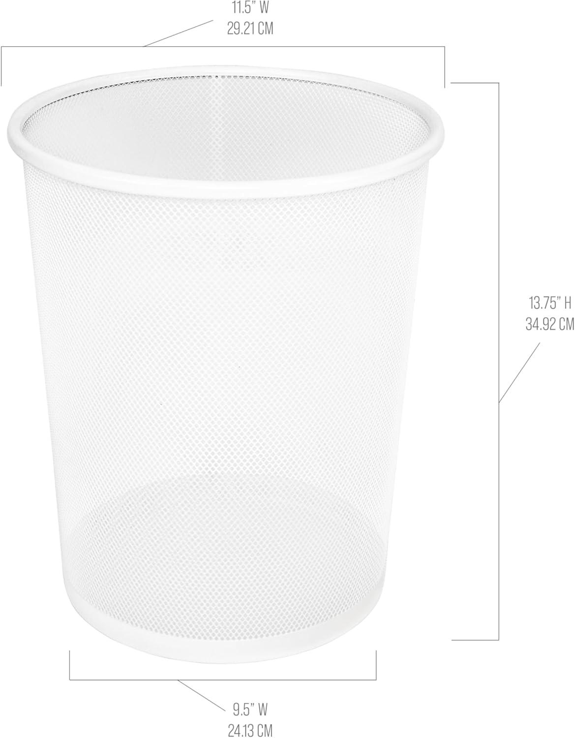 Seville Classics 2-pack Mesh Wastebasket Recycling Bin, 6 gal, 12" diameter top x 14" H, White