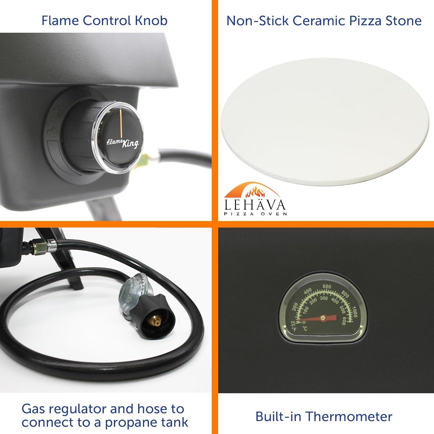 Flame King Flame King LEHAVA 14-inch Portable Outdoor Propane Pizza Oven for Camping and Outdoor Cooking