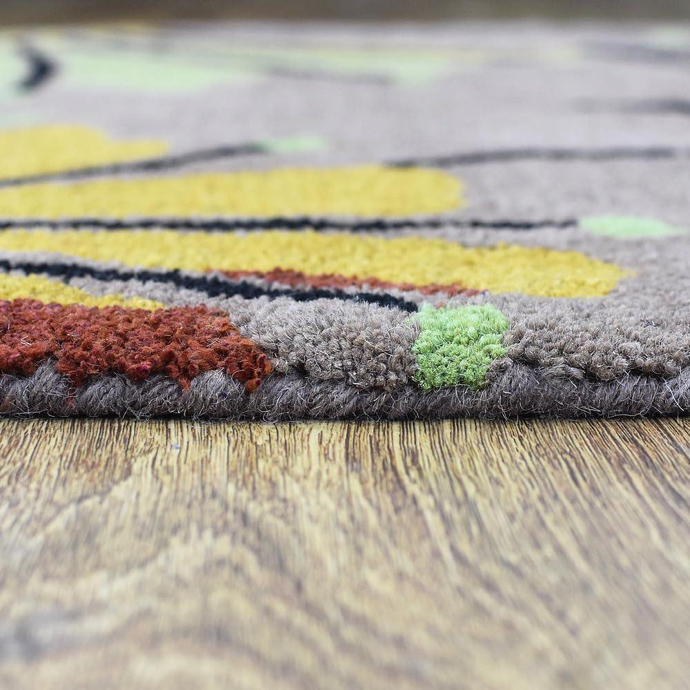 Rugsotic Carpets Hand Tufted Wool Eco-Friendly Area Rugs - 4'x6', Rectangle, Camel, Modern Contemporary Design, High Pile Handmade Anti Skid Rugs for Living Room, Bed Room (K00219)