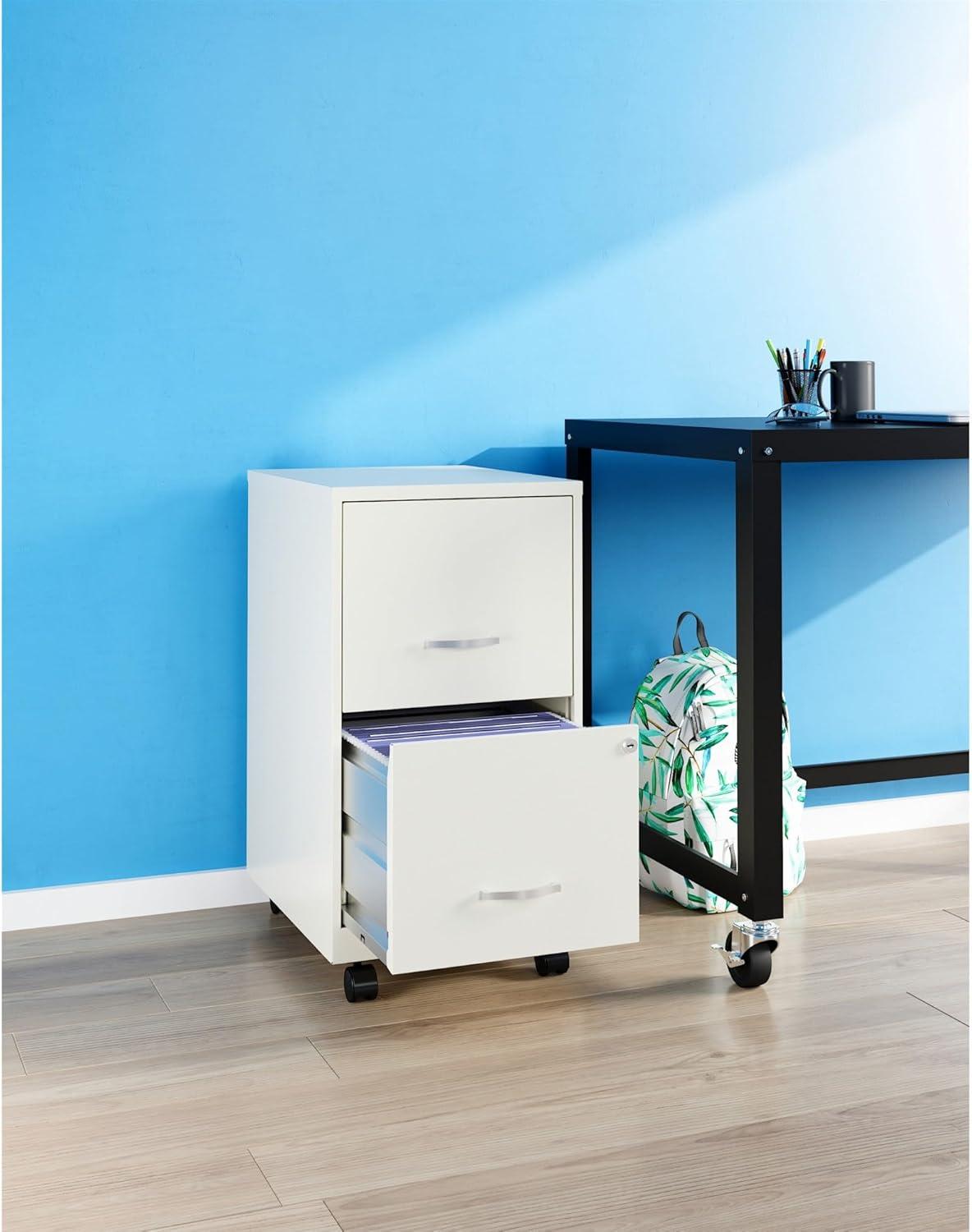 White Steel 4-Drawer Lockable Mobile File Cabinet