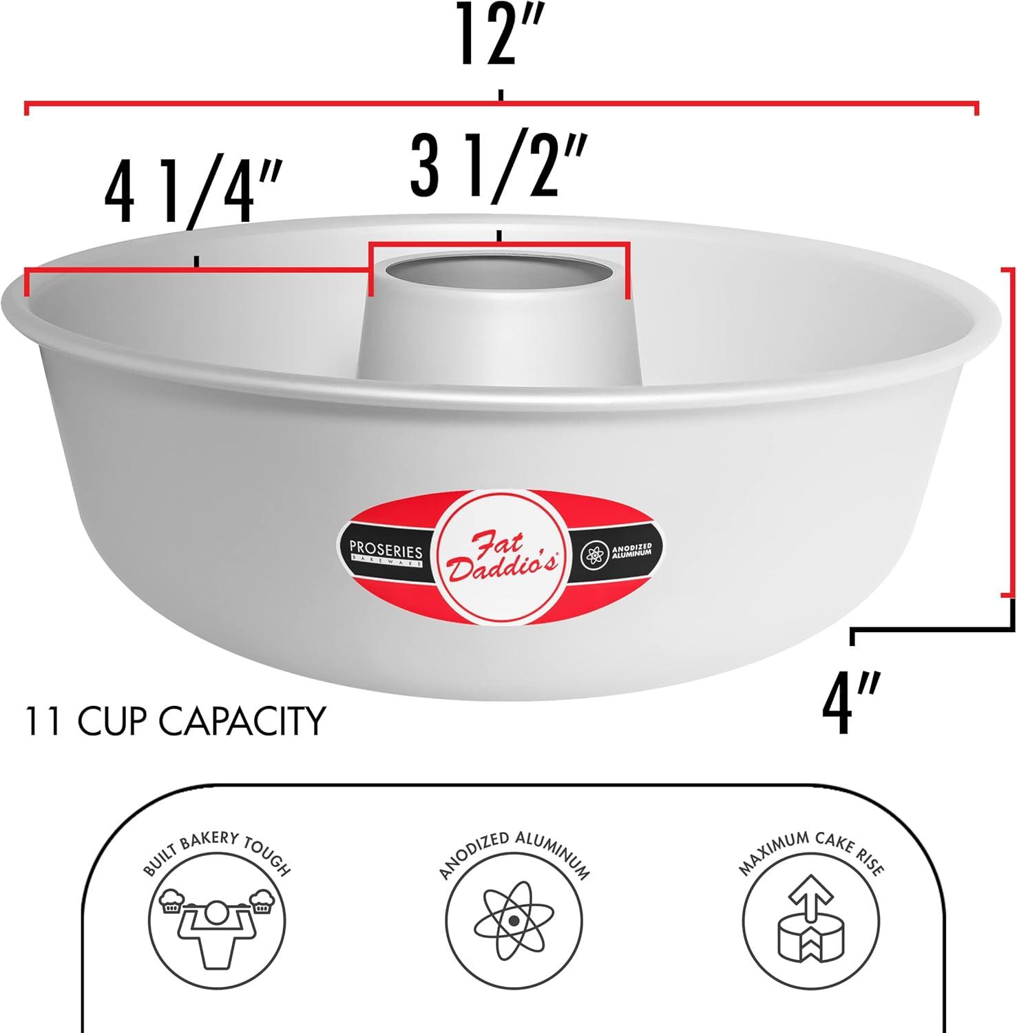 Fat Daddio's RMP-12 Anodized Aluminum Ring Mold Pan, 12 x 4 inch, Silver