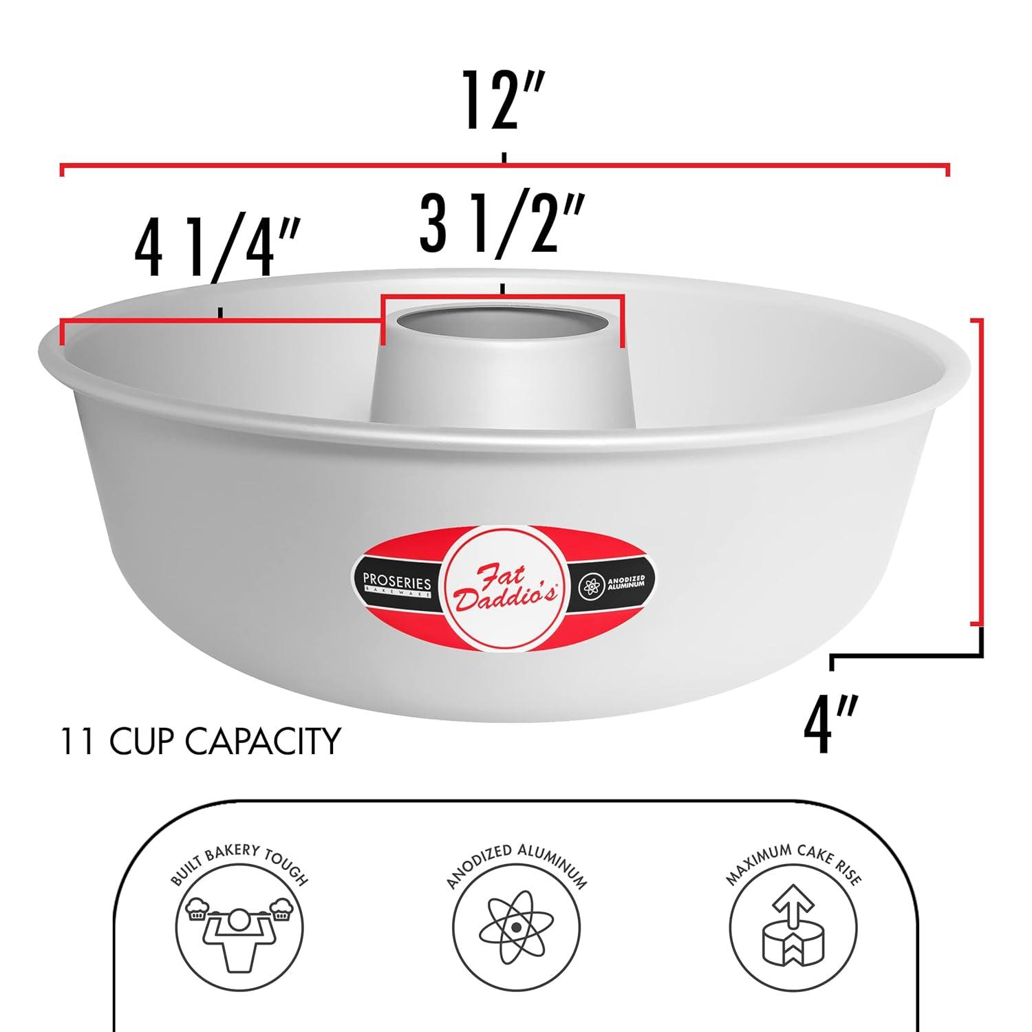 Fat Daddio's RMP-12 Anodized Aluminum Ring Mold Pan, 12 x 4 inch, Silver