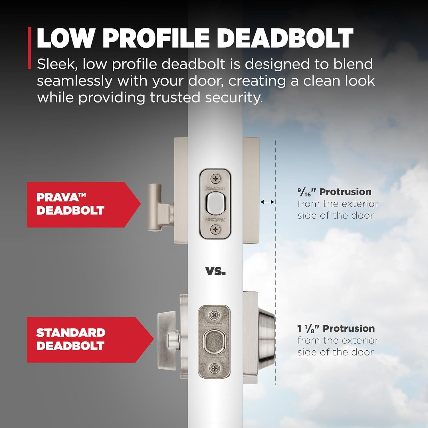 Kwikset Prava Front Door Lock Handle and Deadbolt Set, Entry Handleset Exterior with Interior Reversible Lever, Satin Nickel, Pick Resistant SmartKey Rekey Deadbolt Security, with Microban Protection