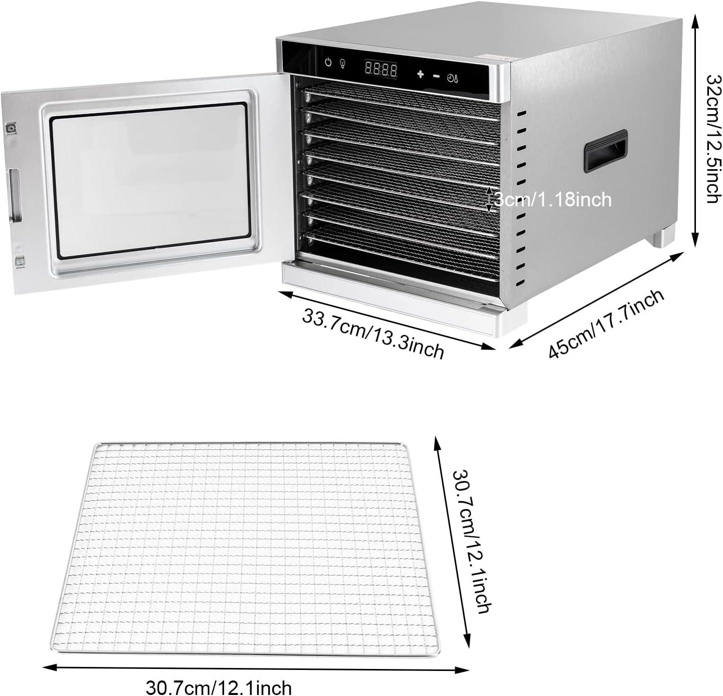 Miumaeov Food Dehydrator 6/8 Stainless Steel Trays Food Dryer Machine for Candy Jerky Herbs Veggies Fruits 700W Electric Dryer Machine with Digital Temperature