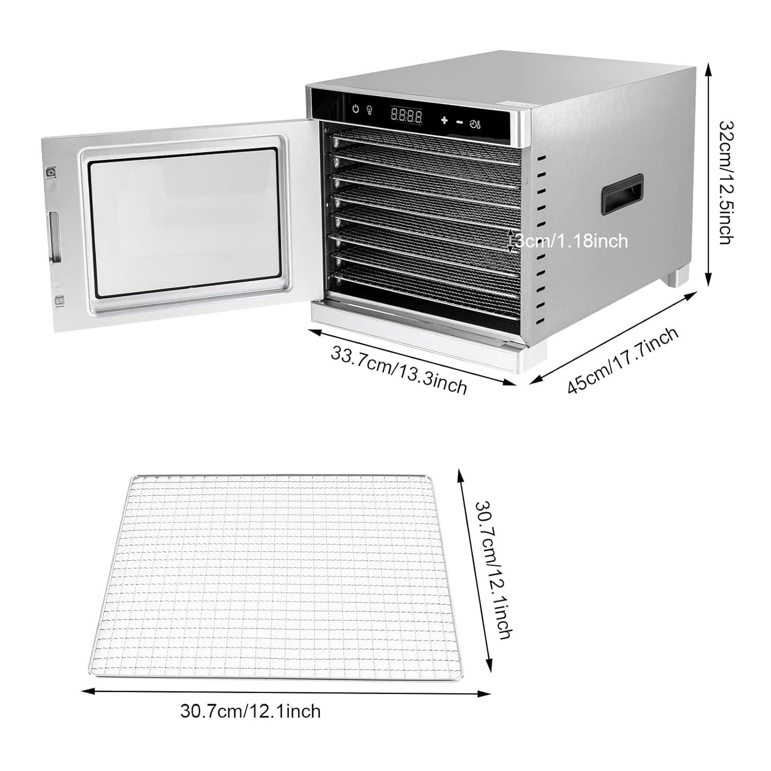 Miumaeov Food Dehydrator 6/8 Stainless Steel Trays Food Dryer Machine for Candy Jerky Herbs Veggies Fruits 700W Electric Dryer Machine with Digital Temperature