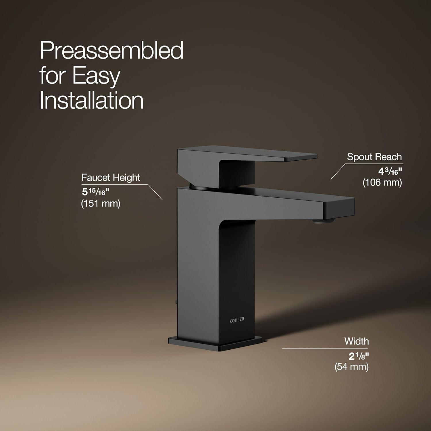 Kohler Honesty Single-Handle Bathroom Faucet with Pop-Up Drain Assembly, One Hole Bathroom Sink Faucet, 1.2 gpm