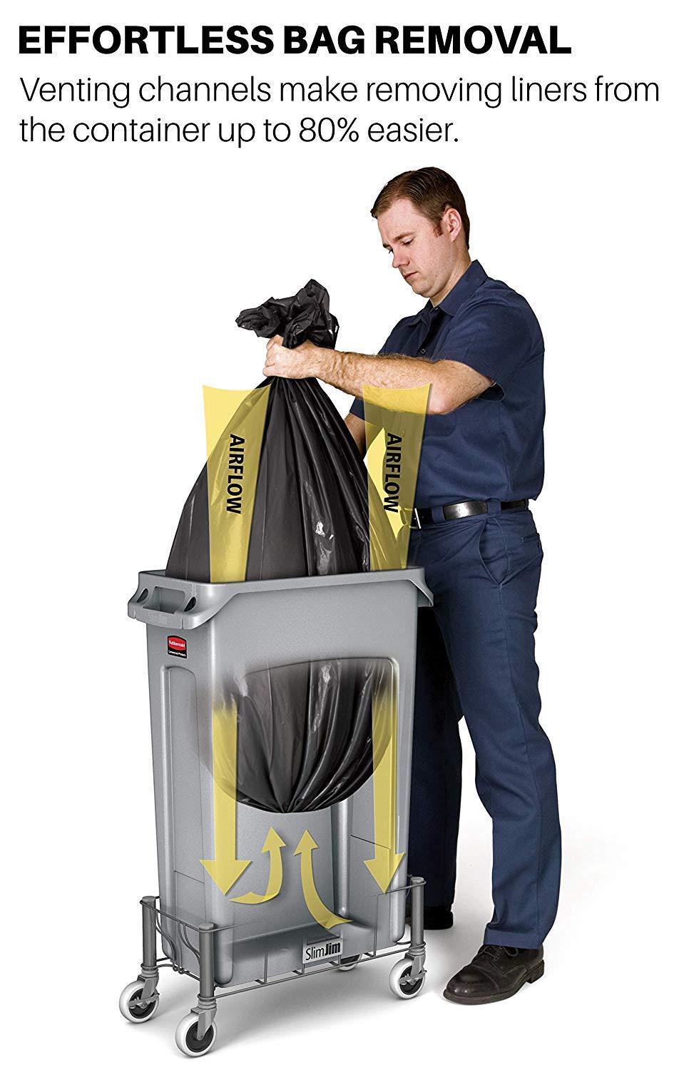 slim jim with venting channels, 23 gal, plastic, beige