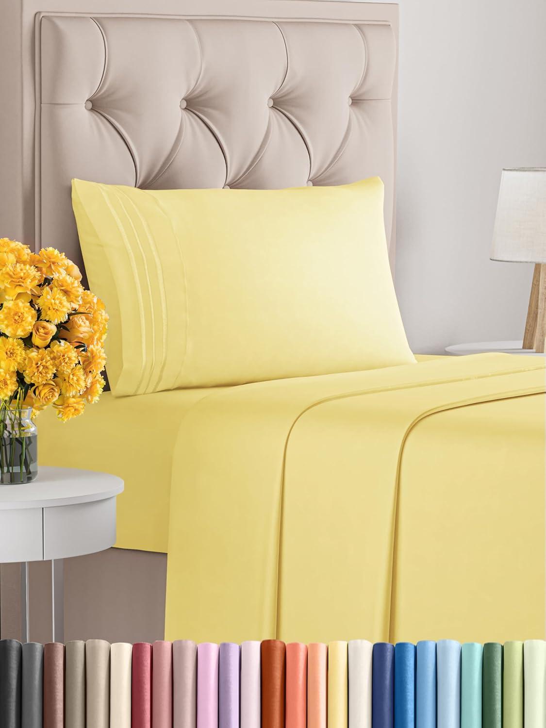 CGK Linens 4 Piece Sheet Set Microfiber, Soft & Wrinkle Free Sheet Set