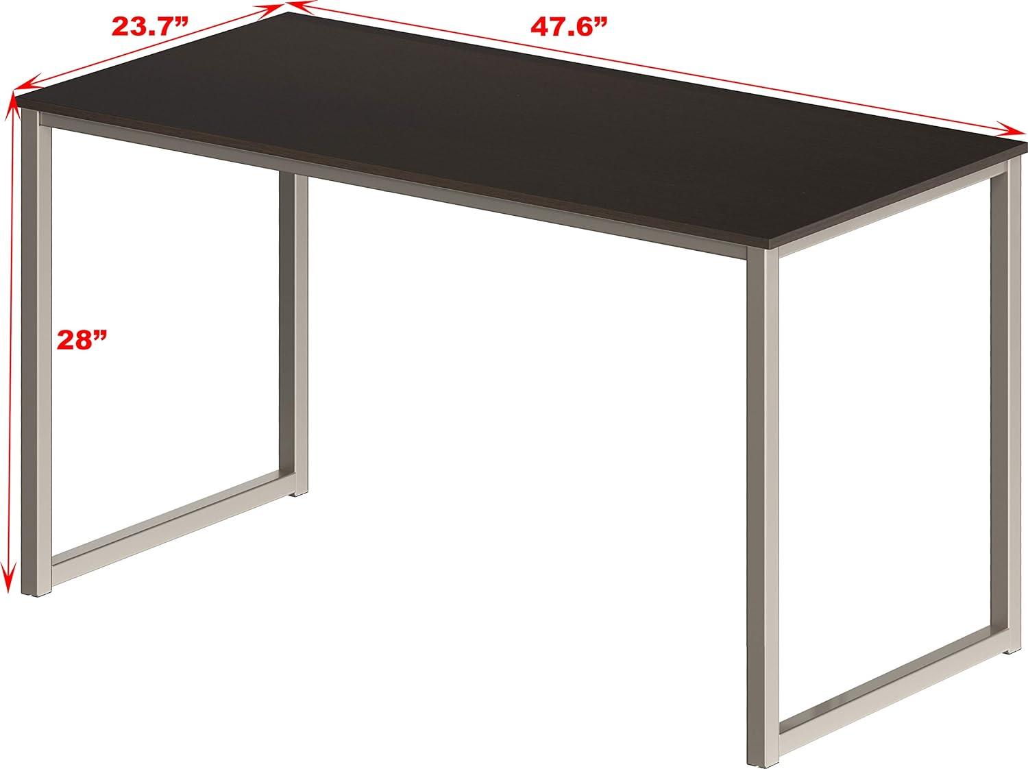 SHW Home Office 48-Inch Computer Desk, Silver/Espresso