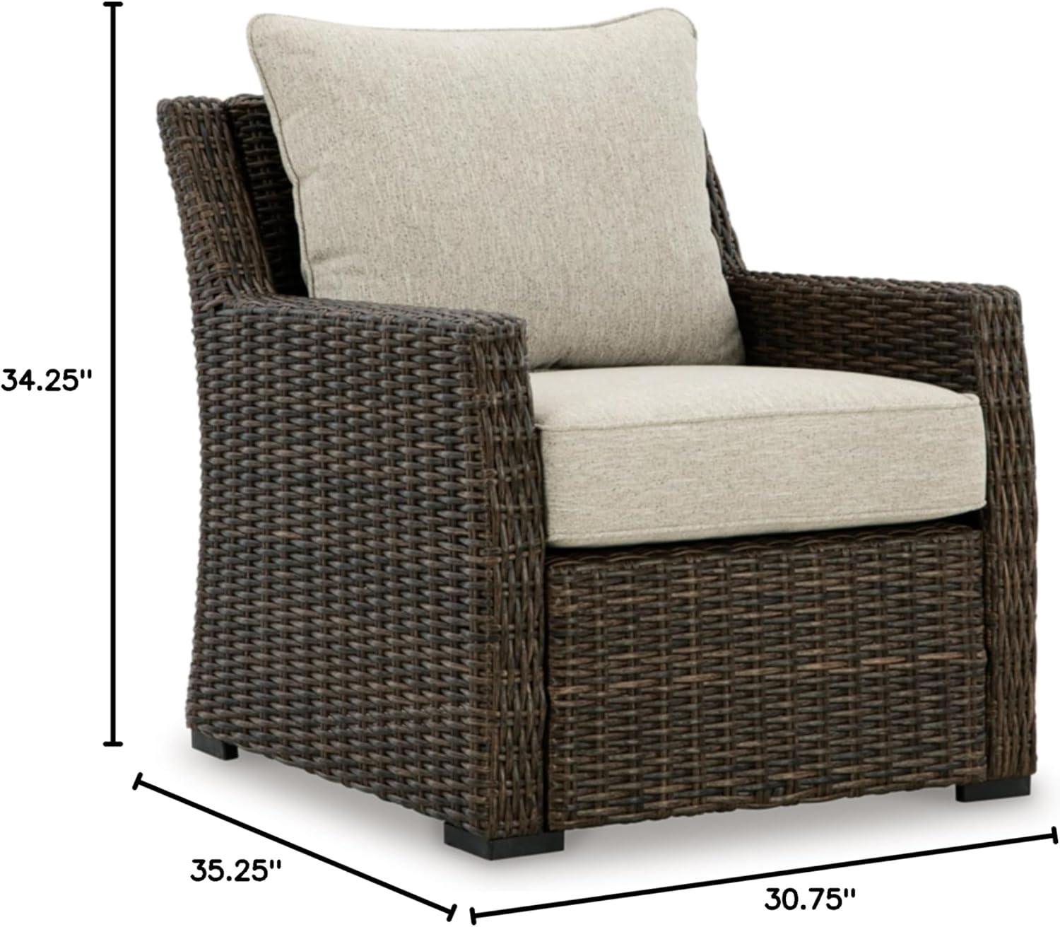 Signature Design by Ashley Brook Ranch Outdoor Lounge Chair with Cushion, Brown