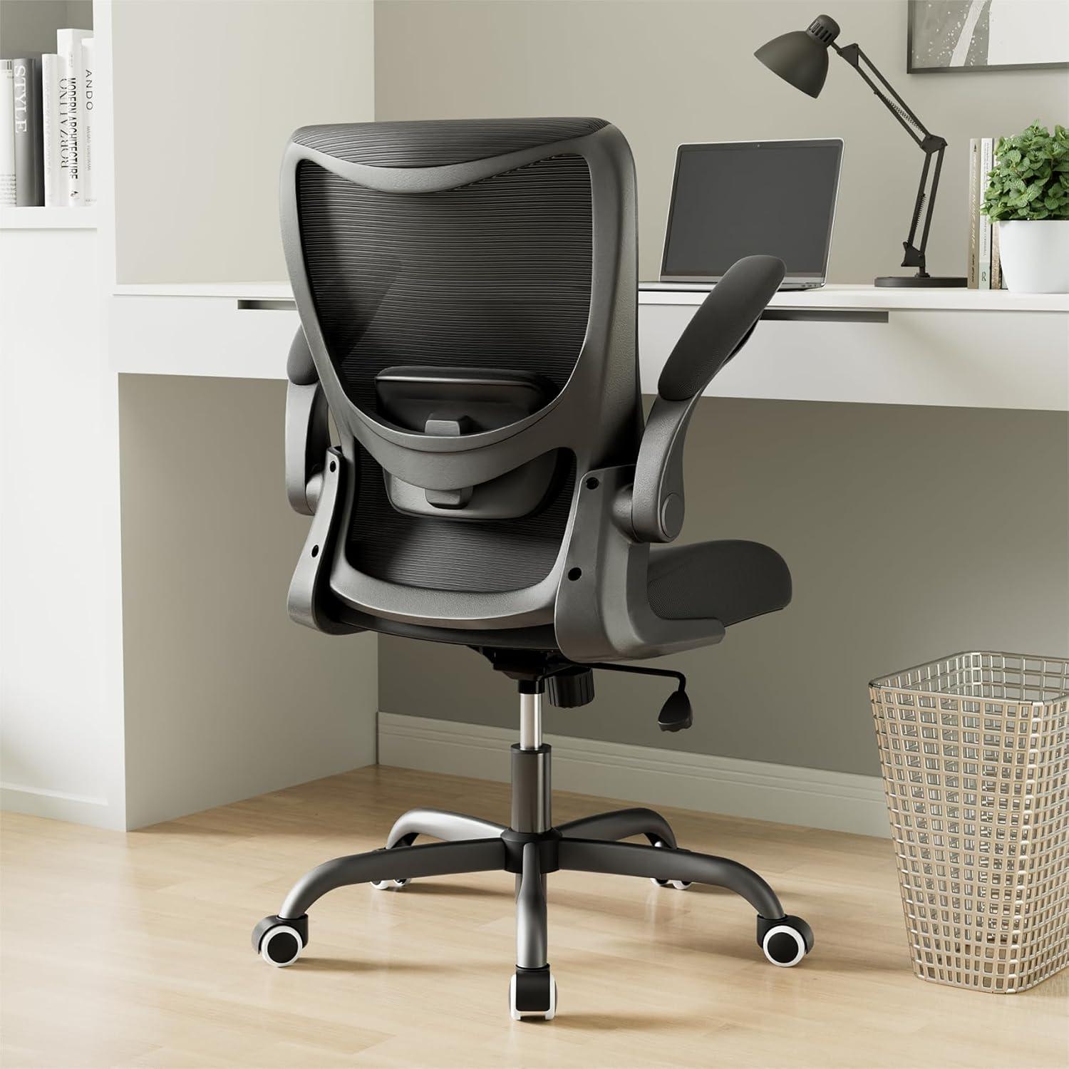 Black Mesh Ergonomic Swivel Task Chair with Adjustable Lumbar Support