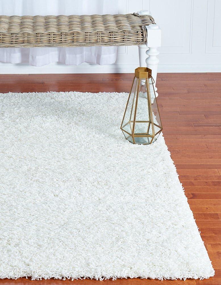Unique Loom 4' 1 x 6' 1 Solid Shag Snow White Area Rug