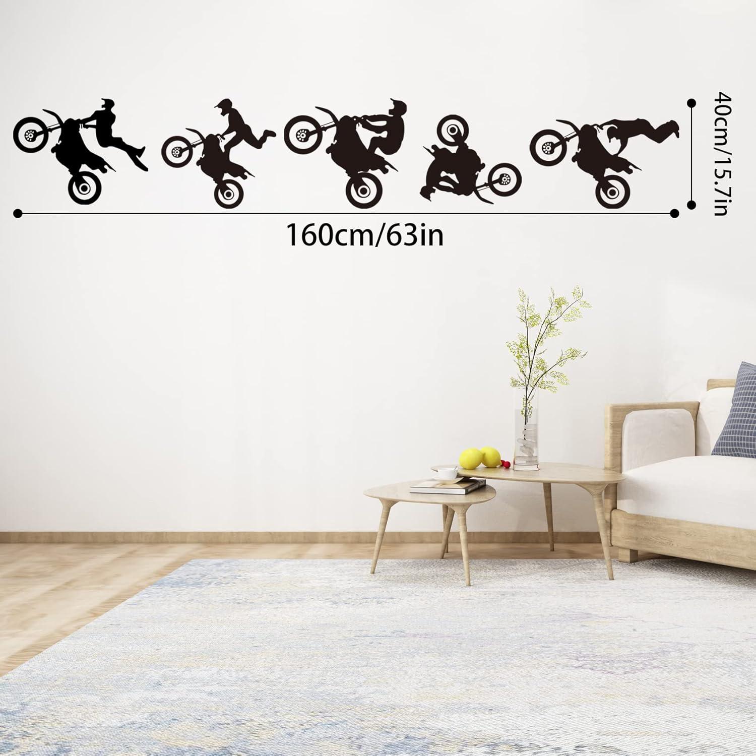 Lnrkai Dirt Bike Stickers Motorcycle Wall Decal Peel Sports Wall Sticker for Boys Bedroom Home Decor