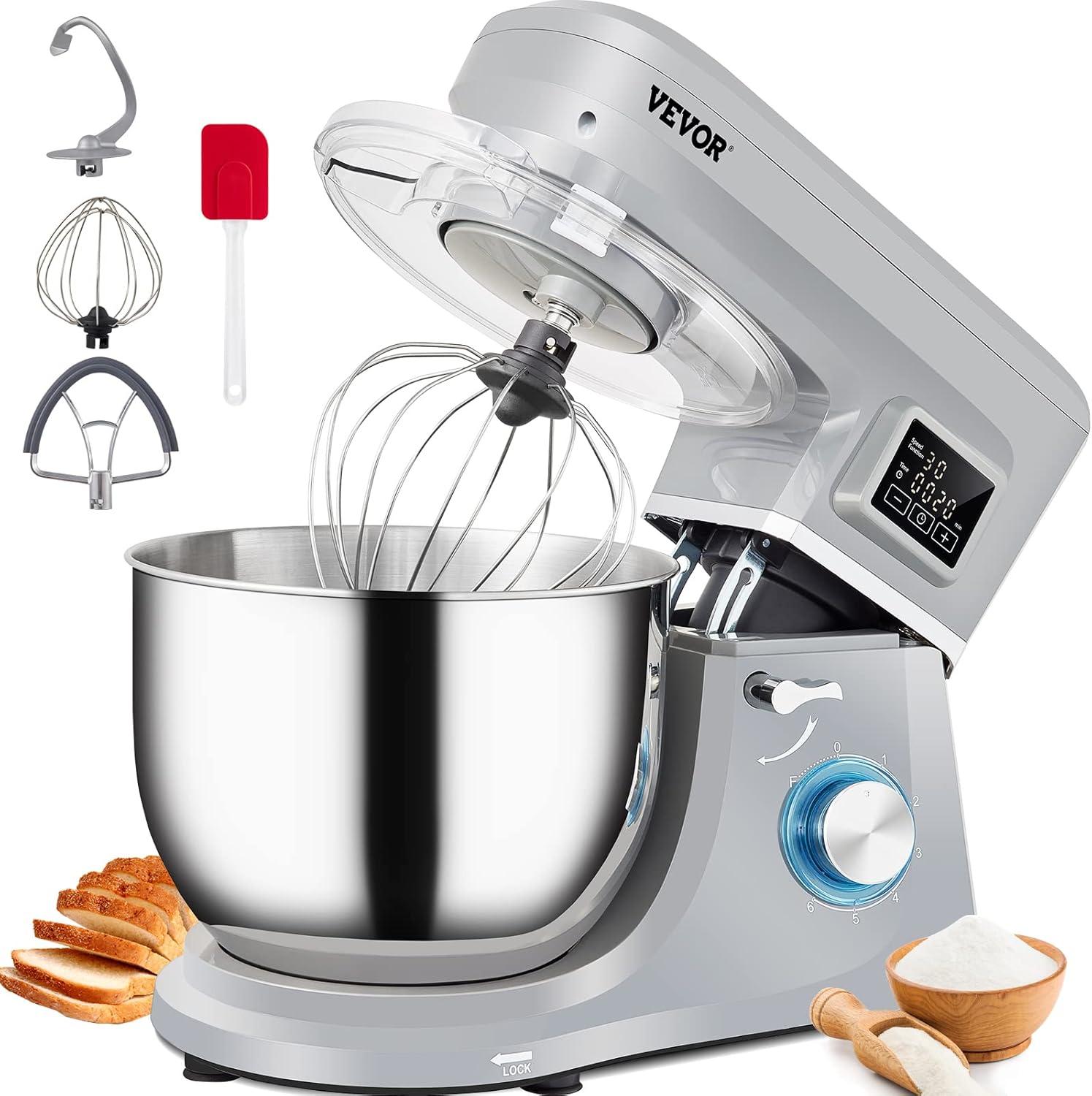 Gray 7.4 Qt Stainless Steel 6-Speed Stand Mixer