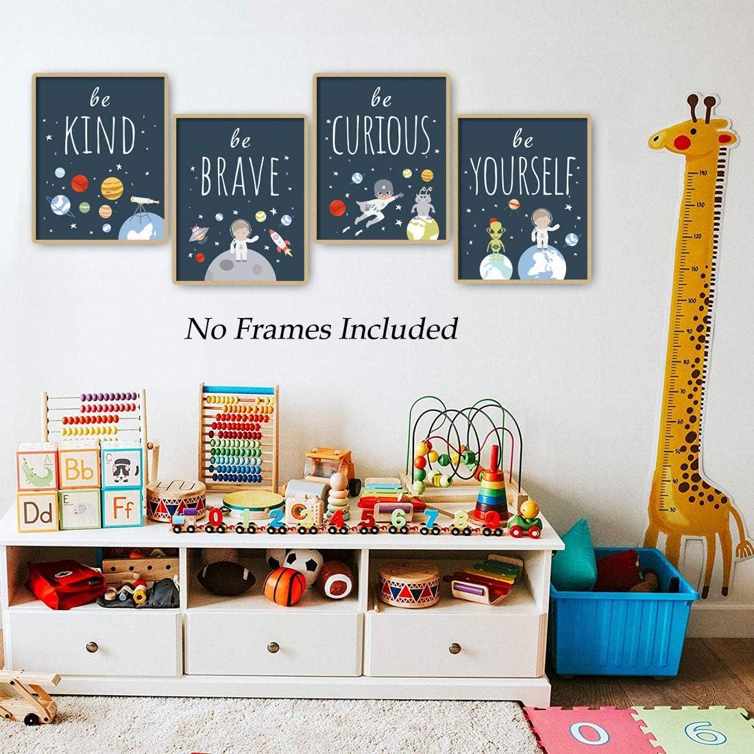 CHDITB Unframed Outer Space Room Decor, Inspirational Space Art Print, Set of 4（8" x10" ） Space Wall Art for Boy Room Decorations, Kids Picture Planets Canvas Posters for Kids Bedroom Nursery Decor