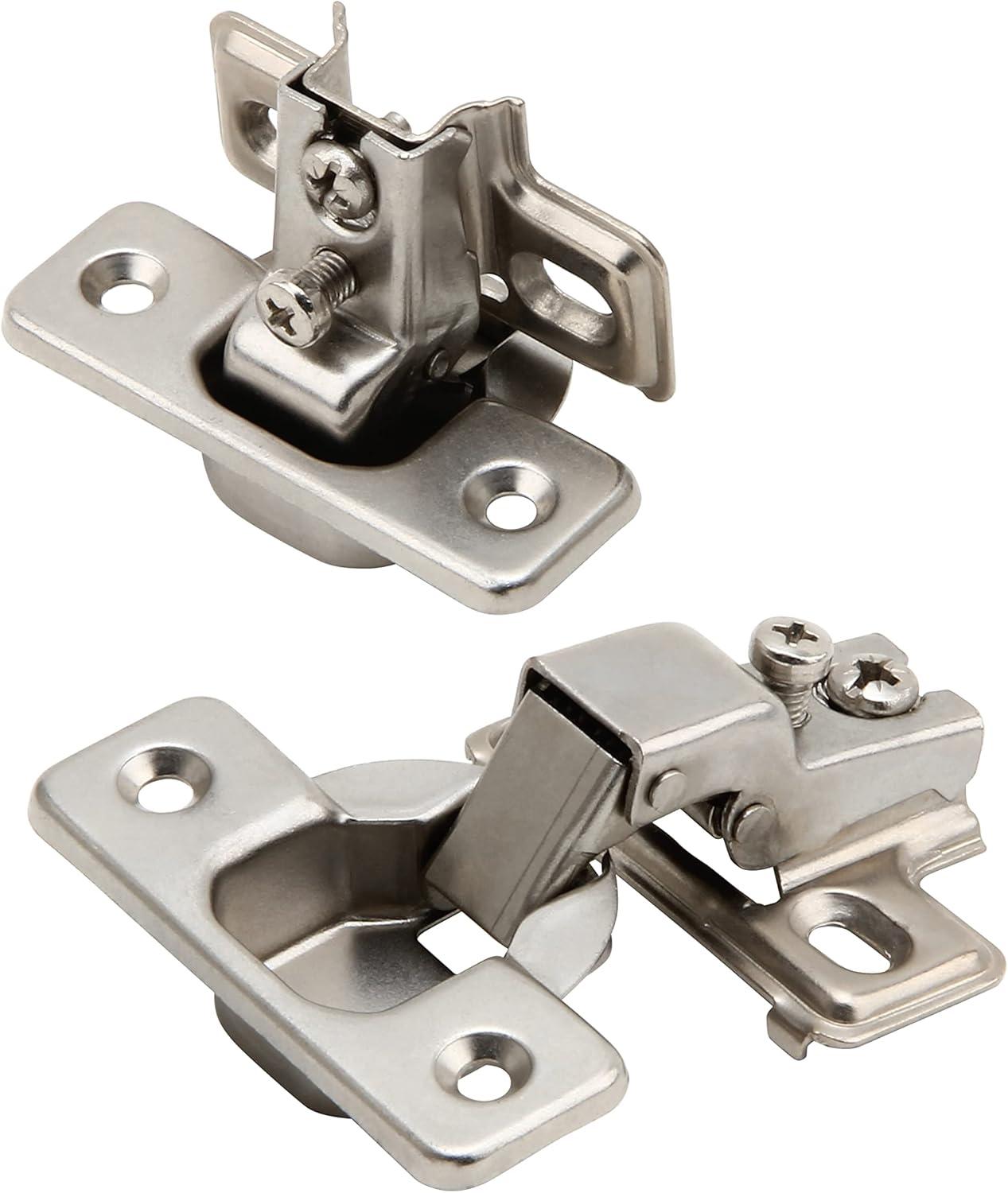 Steel Nickel Plated Self Closing Compact Cabinet Hinges, 10 Pack