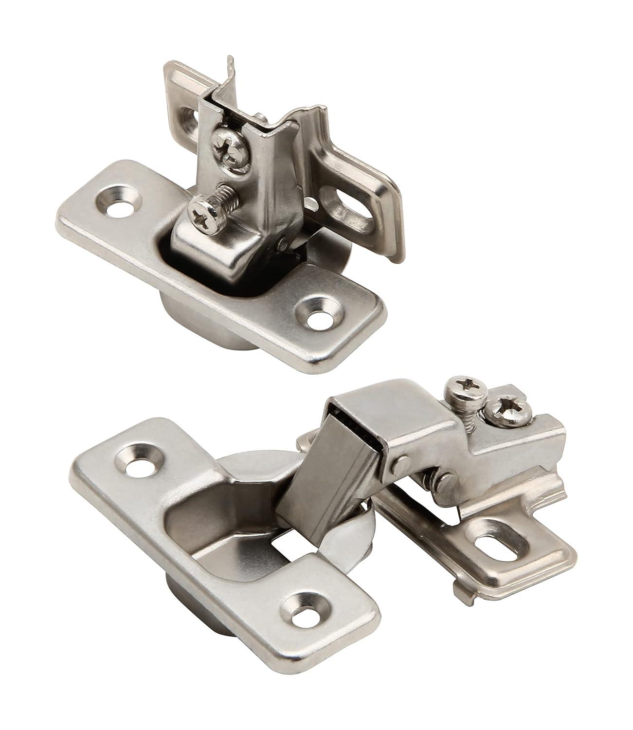 Steel Nickel Plated Self Closing Compact Cabinet Hinges, 10 Pack