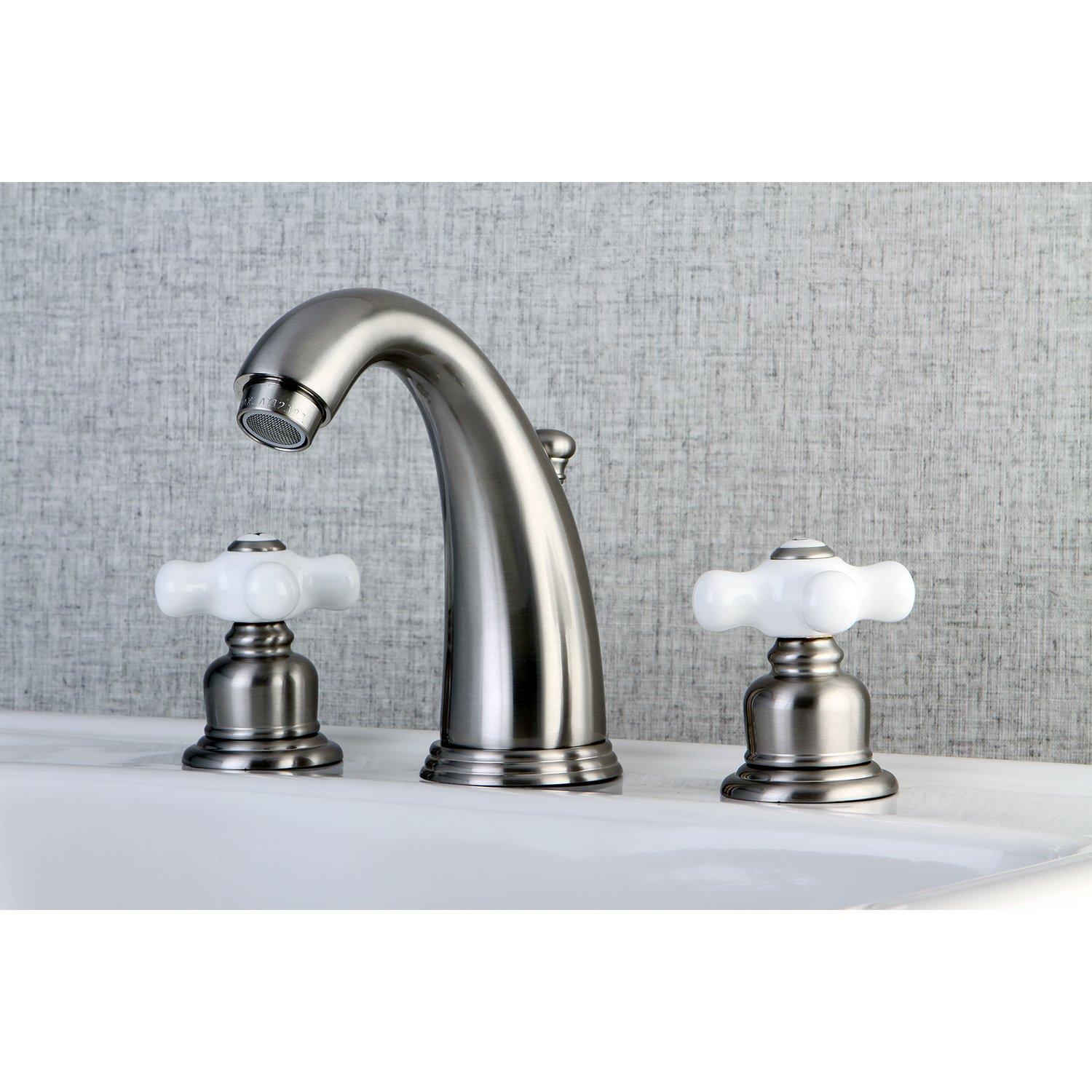 Kingston Brass Kingston Brass Victorian Two-Handle 3-Hole Deck Mount Widespread Bathroom Faucet with Retail Pop-Up Drain KB985PX
