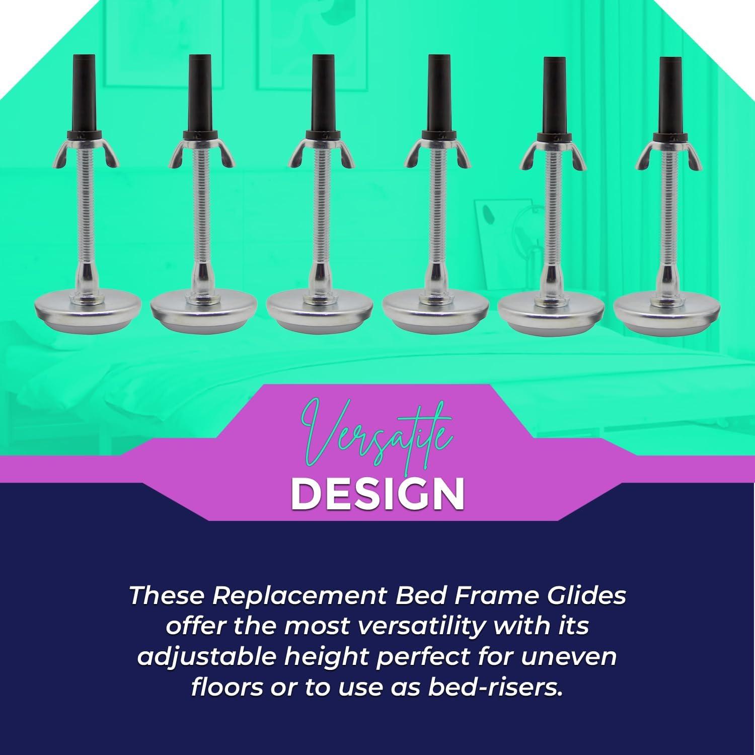 Kings Brand Furniture - Adjustable 5.8" Threaded Bed Frame Riser Glide Legs, Set of 6 Glides