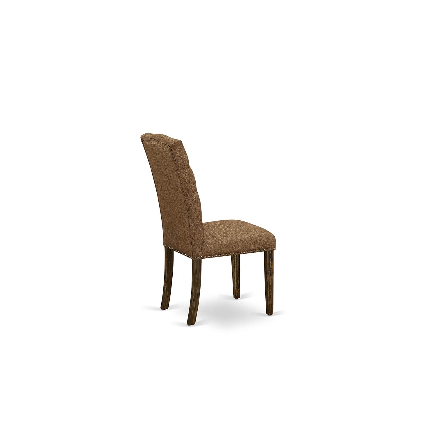 Elsa Parson Chair with Distressed Jacobean 418ed Leg & Brown Linen Fabric - Set of 2