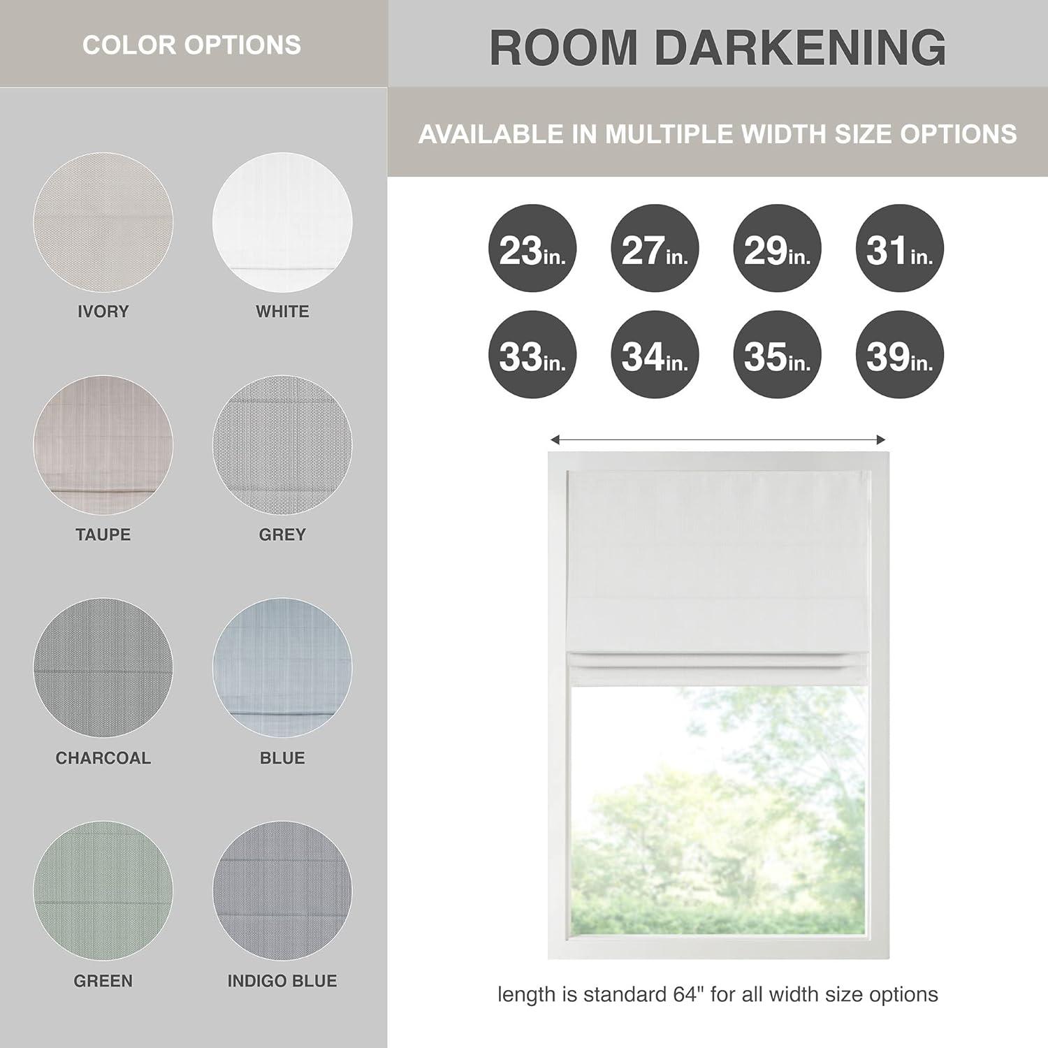 27"x64" Paxton Basketweave Room Darkening Cordless Roman Shade White - Madison Park: Window Blinds, Indoor Use