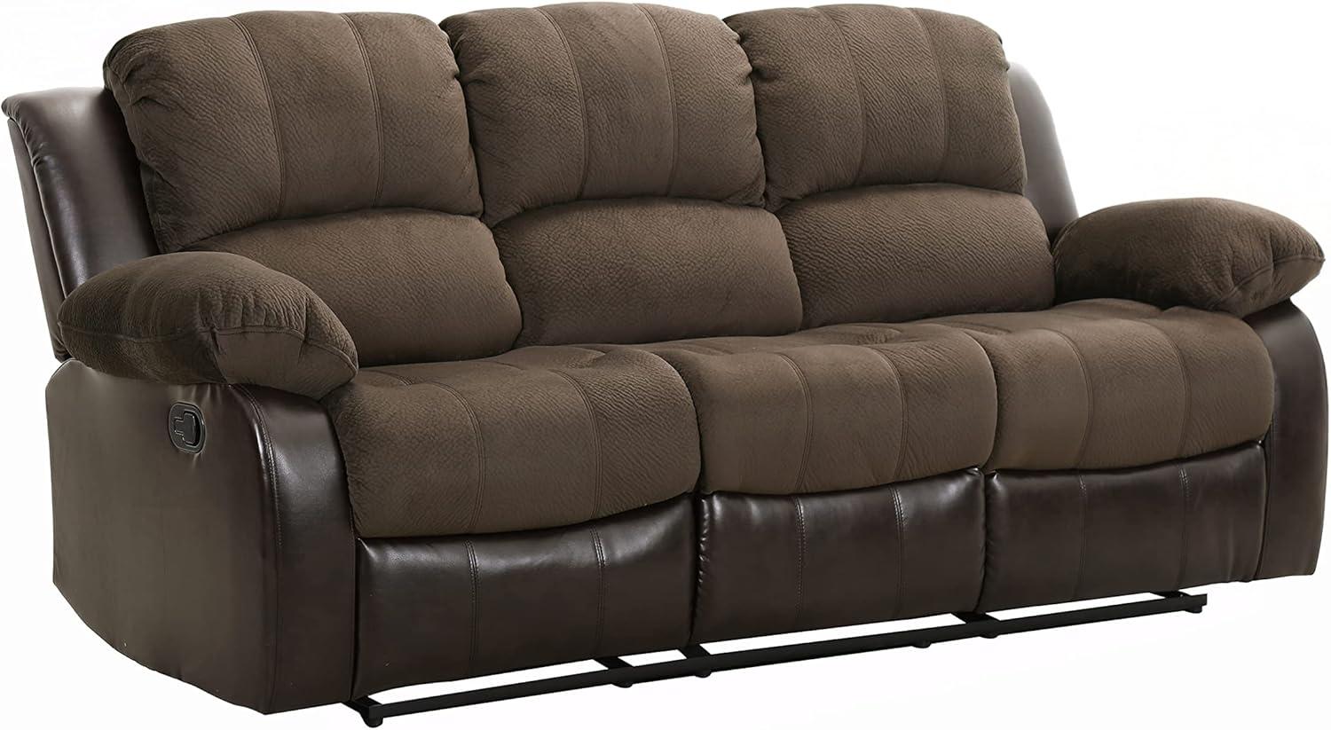 Lexicon Cranley Traditional Microfiber Double Reclining Sofa in Chocolate