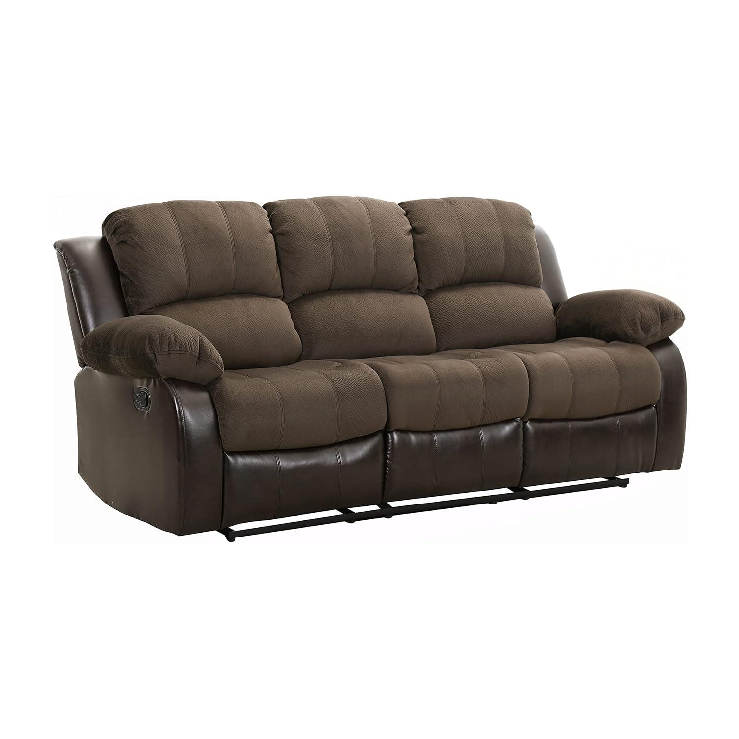 Lexicon Cranley Traditional Microfiber Double Reclining Sofa in Chocolate