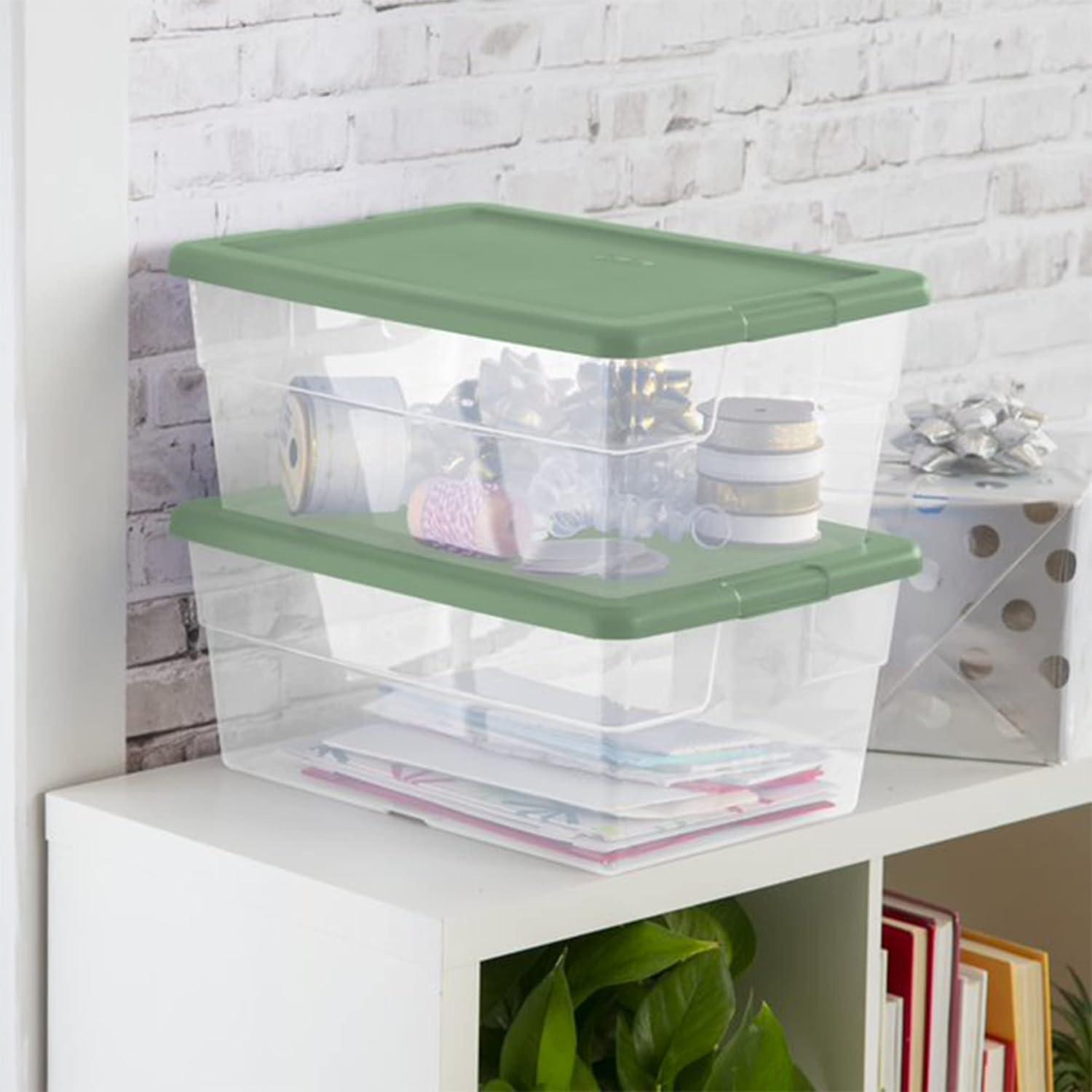 Sterilite 16 Qt Clear Plastic Storage Tote Home Organizer Bins with Lid (4 Pack)