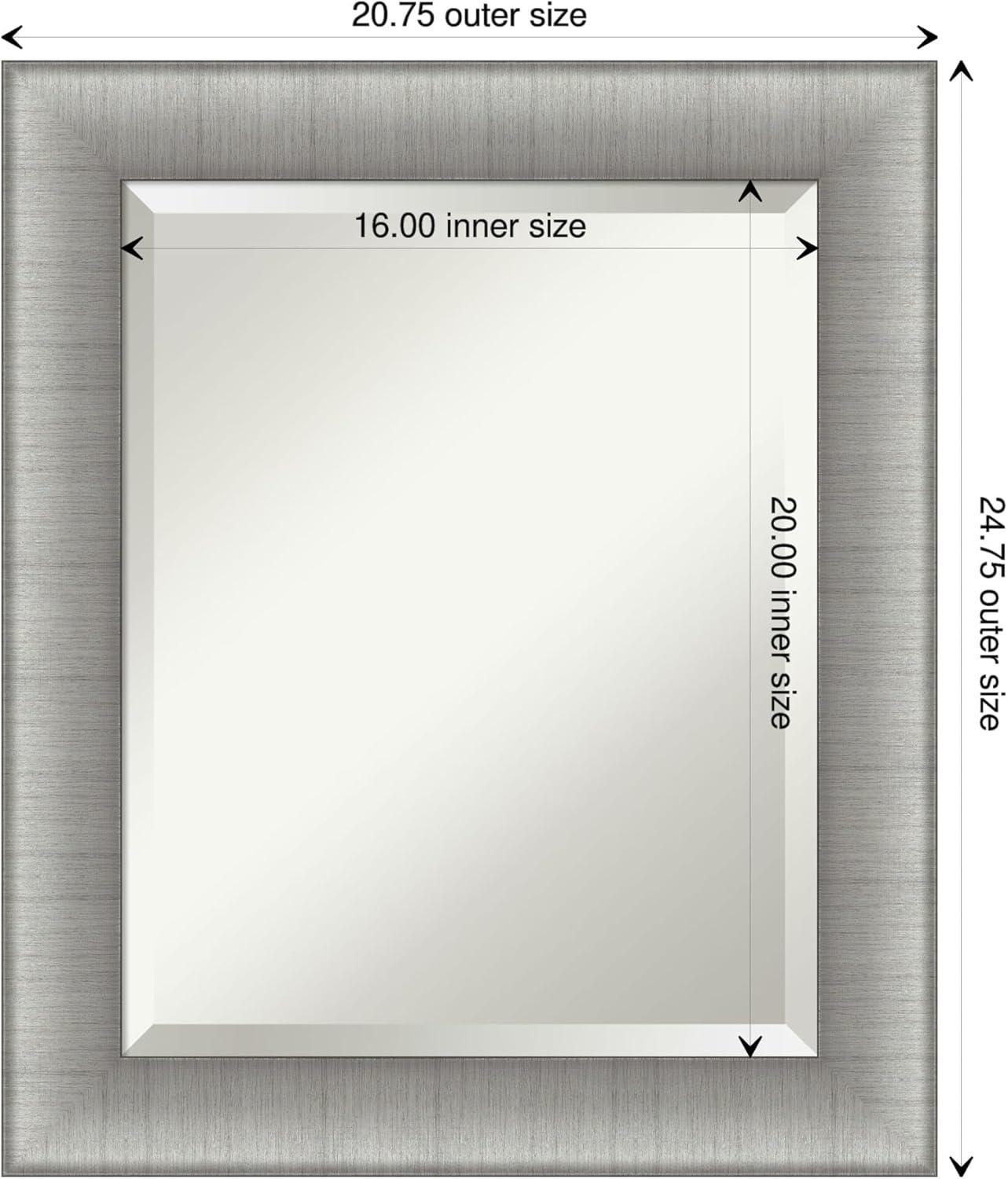 Elegant Brushed Pewter Medium Rectangular Vanity Mirror