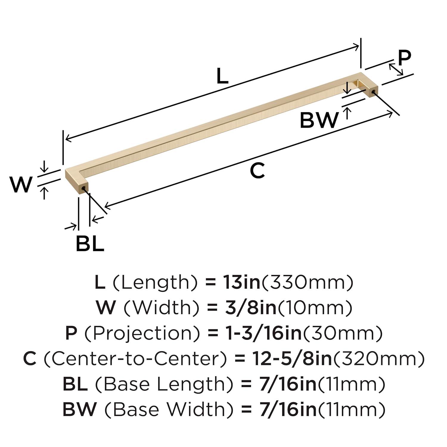 Amerock Monument 12-5/8 inch (320mm) Center-to-Center Golden Champagne Cabinet Pull