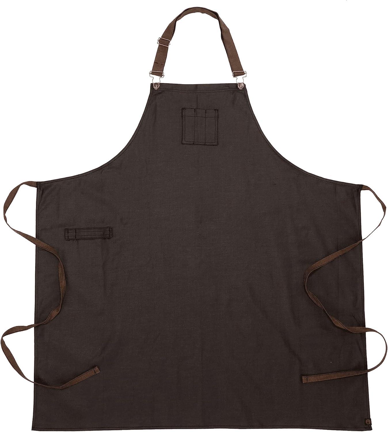 Unisex Black Cotton Denim Chef's Bib Apron