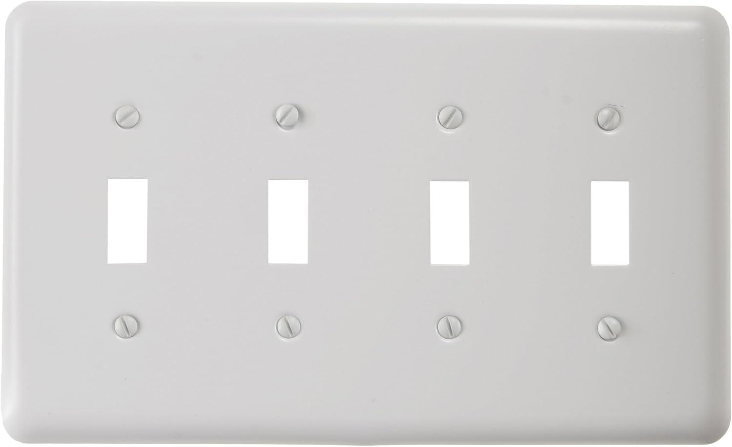 White Steel Quad Toggle Wall Plate