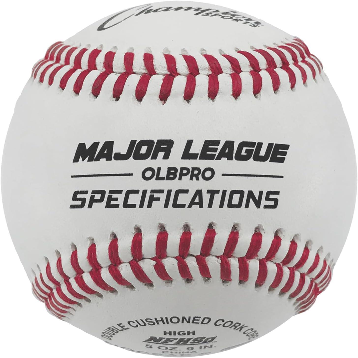 ChampionSportsLeatherBaseballSet:DozenIndoor/OutdoorGenuineLeatherOfficialLeagueBaseballsforPracticeTrainingorRealGame-OLBPROPackof12