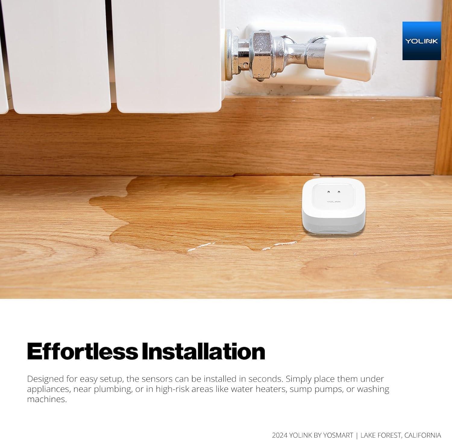 YoLink Smart Home Starter Kit: Hub & 2-Pack Water Leak Sensor 1, LoRa Up to 1/4 Mile Open-Air Range, SMS/Text, Email & Push Notifications, w/Alexa, IFTTT, Home Assistant