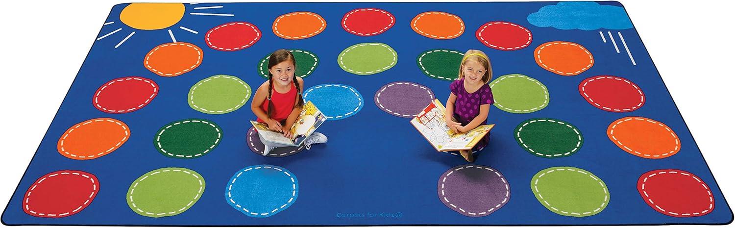 Carpets for Kids 8412 7 ft. 6 in. x 12 ft. Rectangle Premium Rainbow Seating Rug