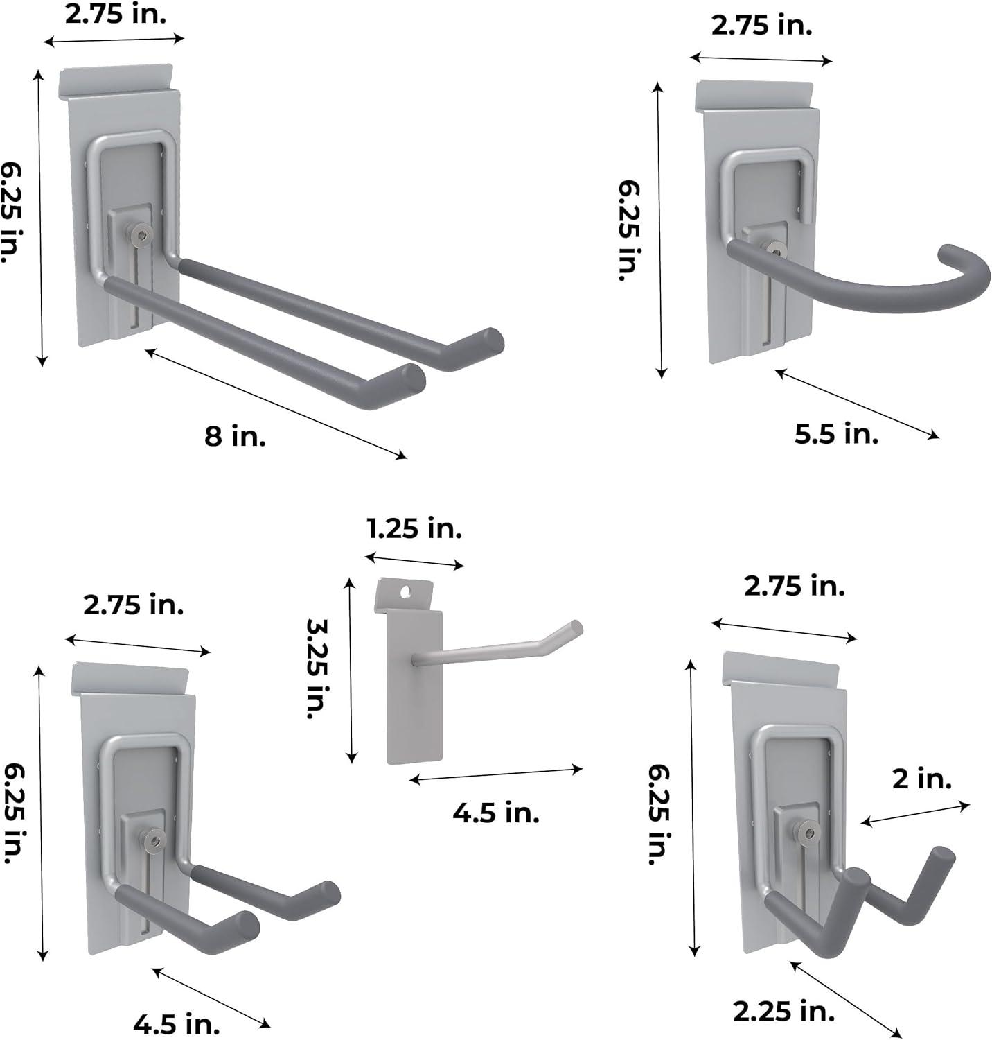 Graphite PVC Slatwall Panels with 20-Piece Locking Hook Kit