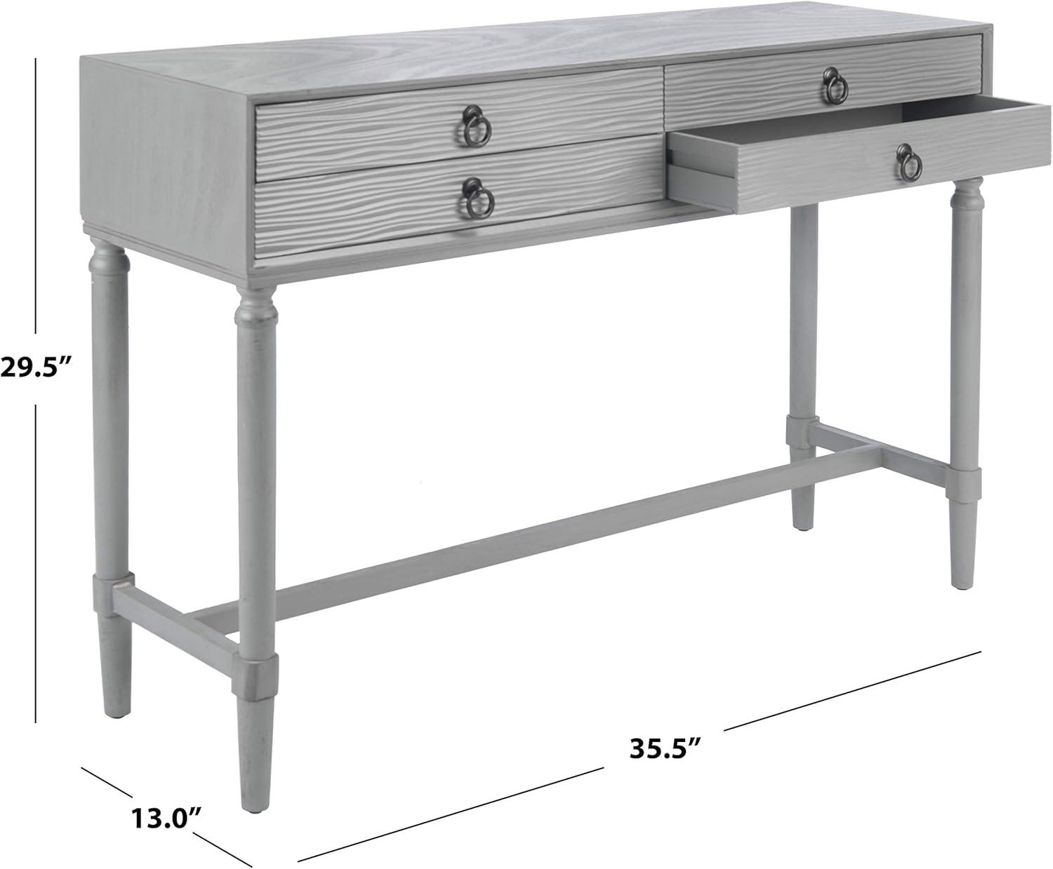 SAFAVIEH Aliyah Solid 4 Drawer Console Table, Distressed Grey