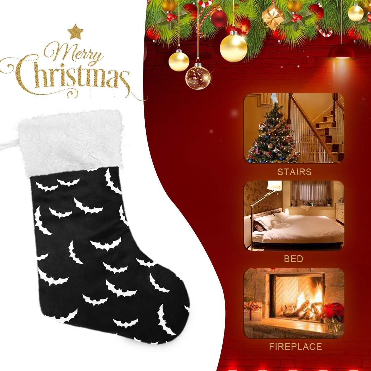 Hotbar Christmas Stocking Bats Silhouette, Plush Xmas Stockings Stair Fireplace Decoration for Holiday Party Festival 1 Pack