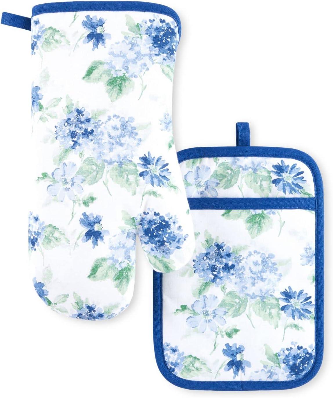 Martha Stewart Amber Floral Oven Mitt & Pot Holder Set 2-Pack