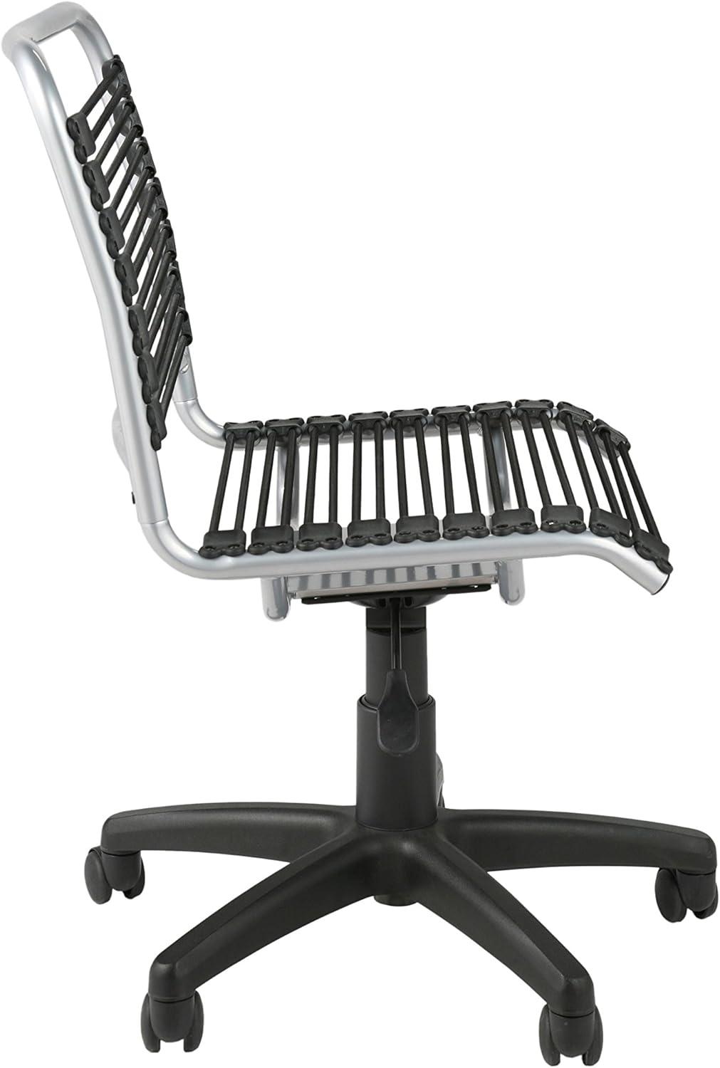 Black Aluminum Swivel Armless Bungee Office Chair