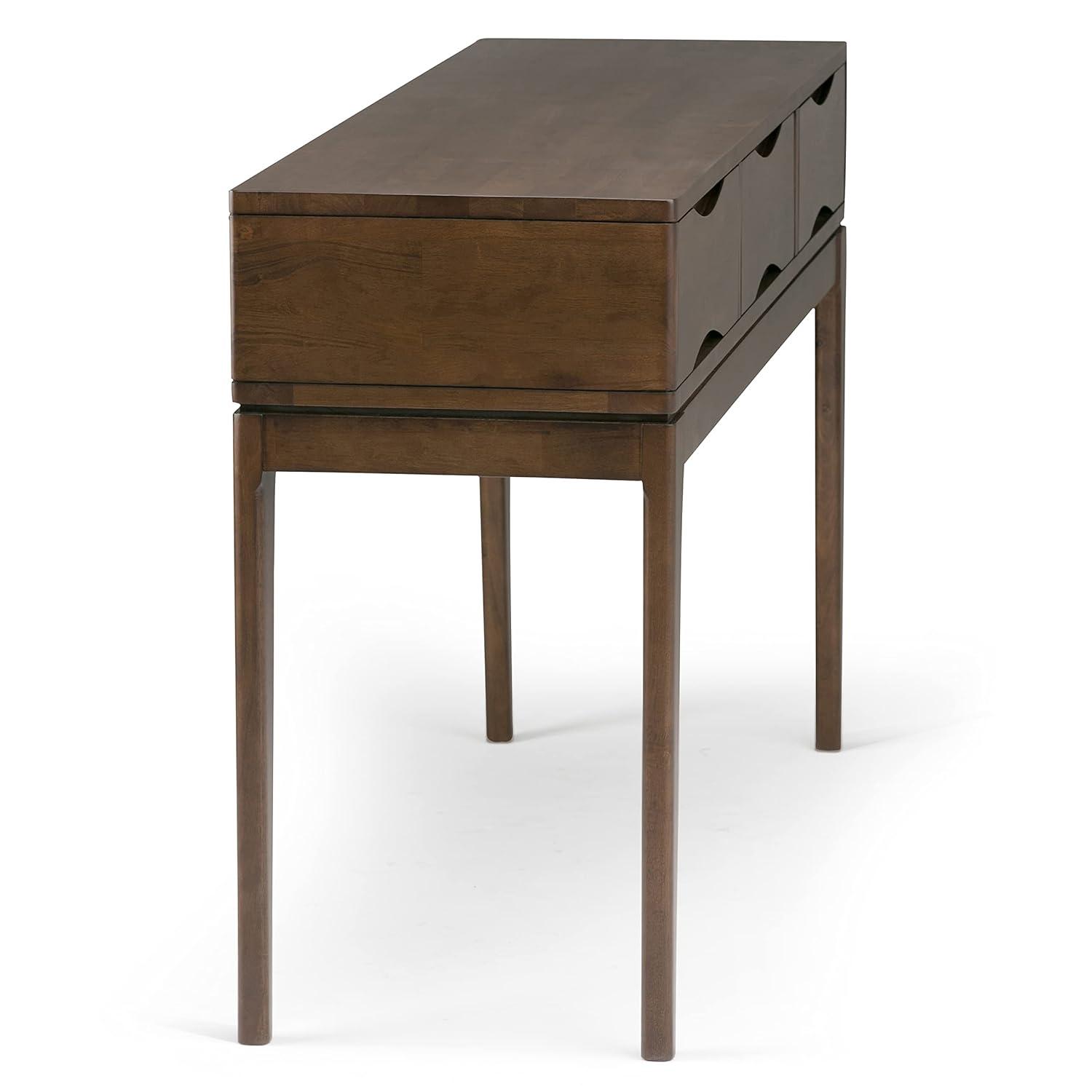 Simpli Home Harper 54"W Solid Hardwood Mid-Century Modern Storage Console Table with Drawers and Tapered Legs