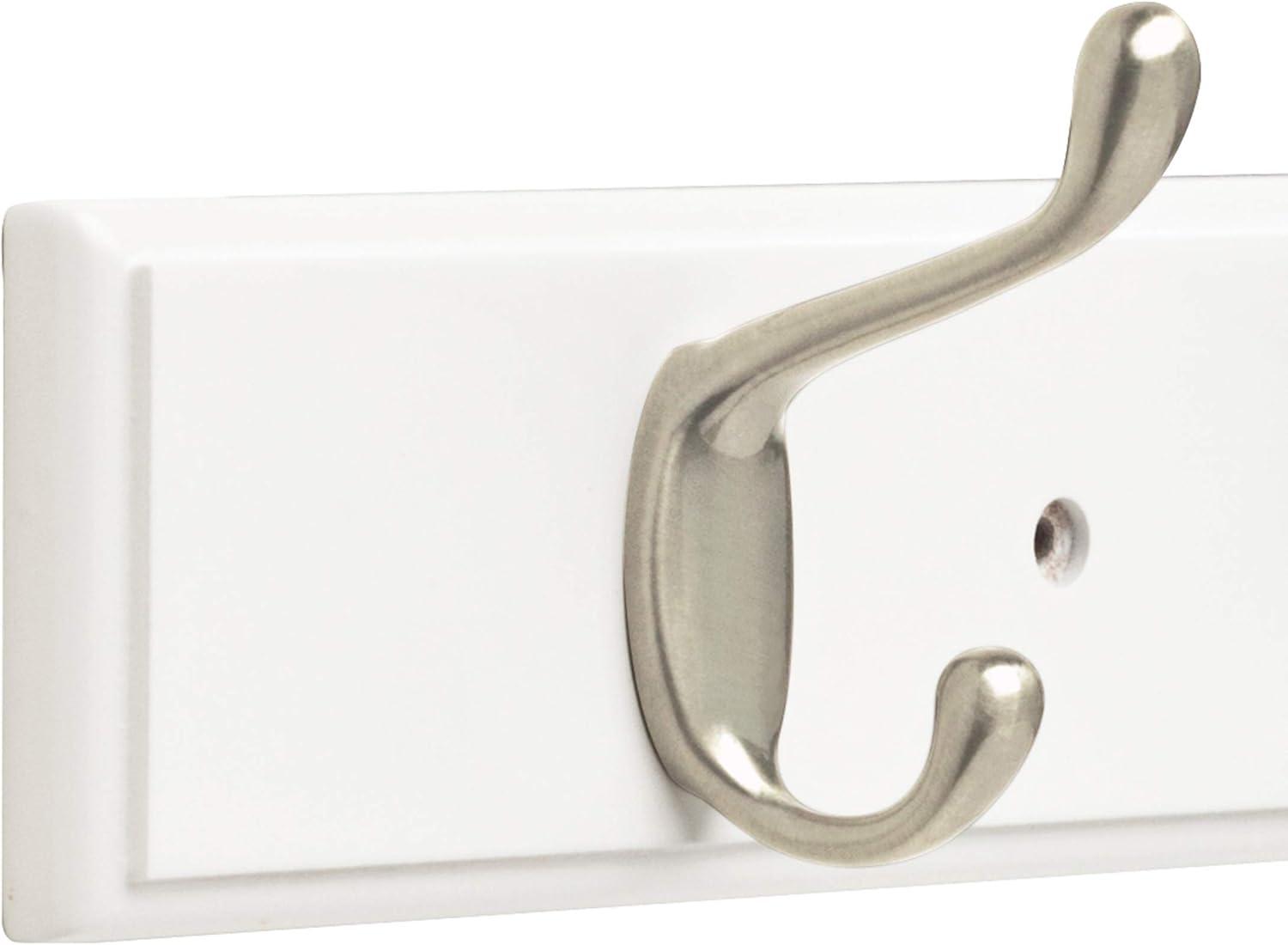 Franklin Brass 27 in. Rail with 6 Heavy Duty Coat and Hat Hooks in Bark and Satin Nickel