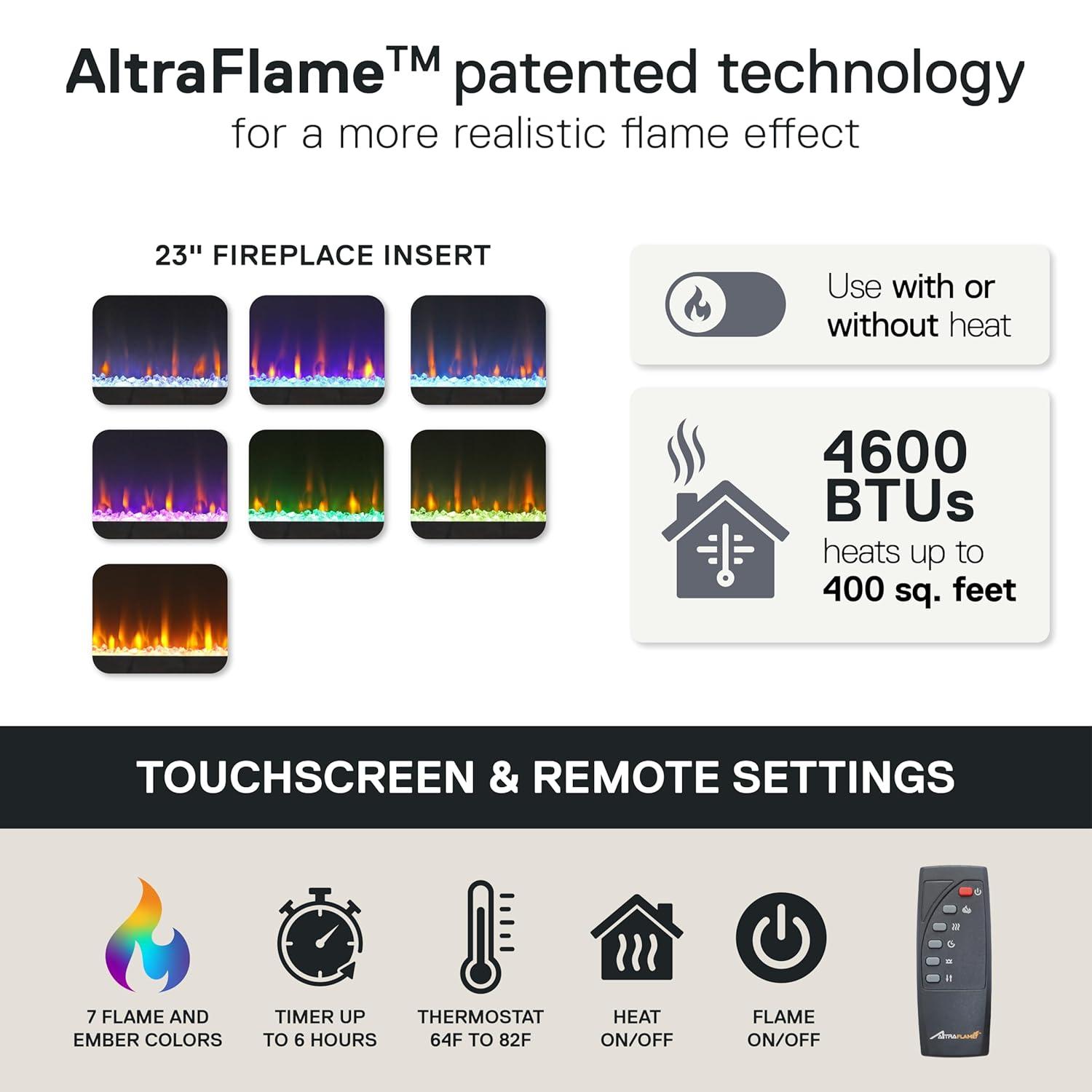 Ameriwood Home Lumina Fireplace Space Heater TV Stand for TVs up to 70", Black Oak